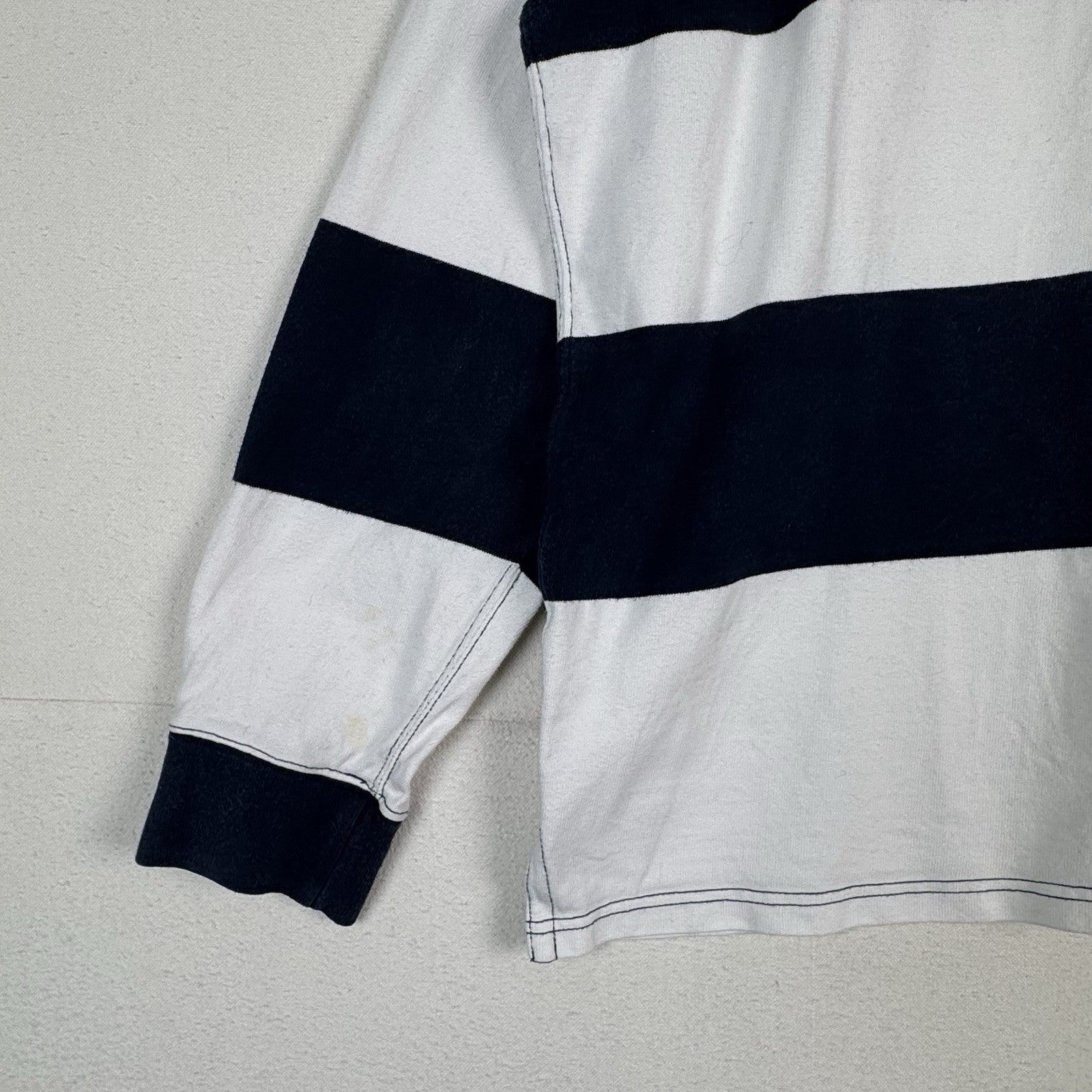 Vintage Polo Ralph Lauren Blue White Striped Rugby Shirt Mens XL