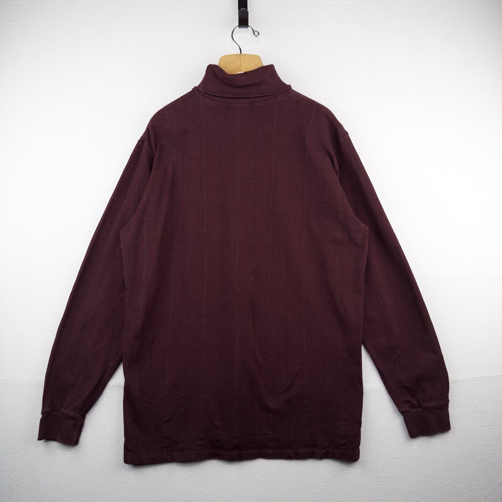 90’s Vtg Polo Ralph Lauren Turtleneck Men’s XL Maroon Windowpane Check USA