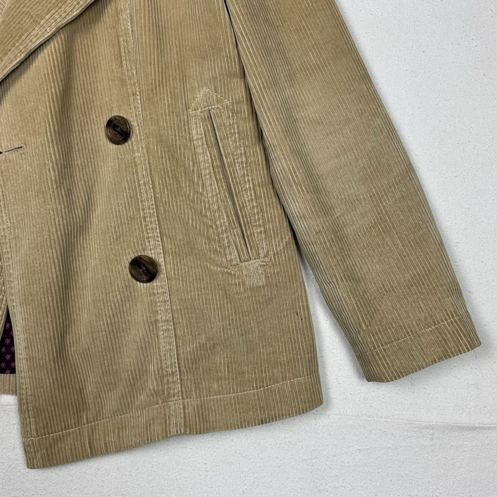 Gap Coat Jacket Womens S Double Breasted Corduroy Tan Beige
