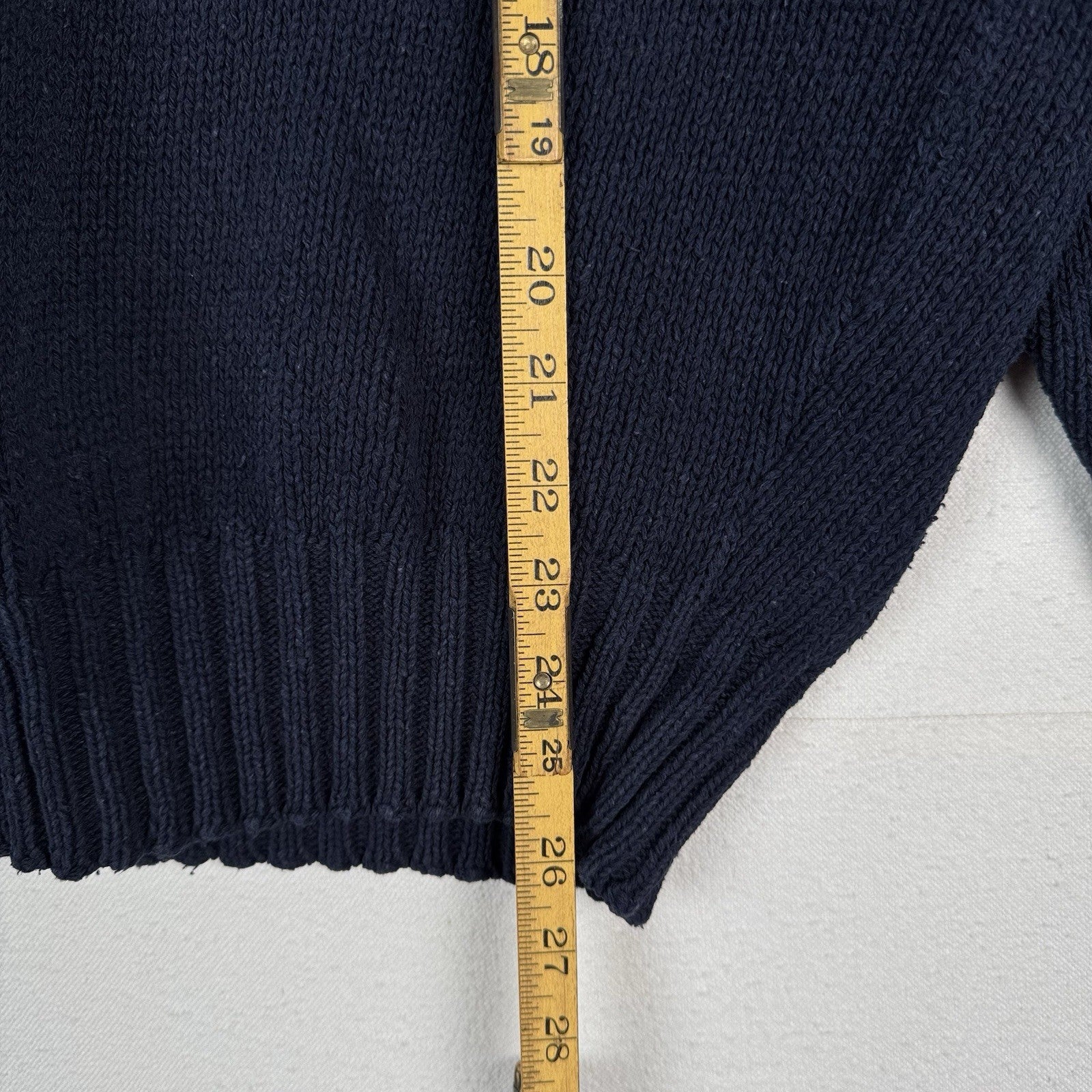 90’s Vintage Polo Ralph Lauren Sweater Men L Navy Blue Knit Pullover Red Logo
