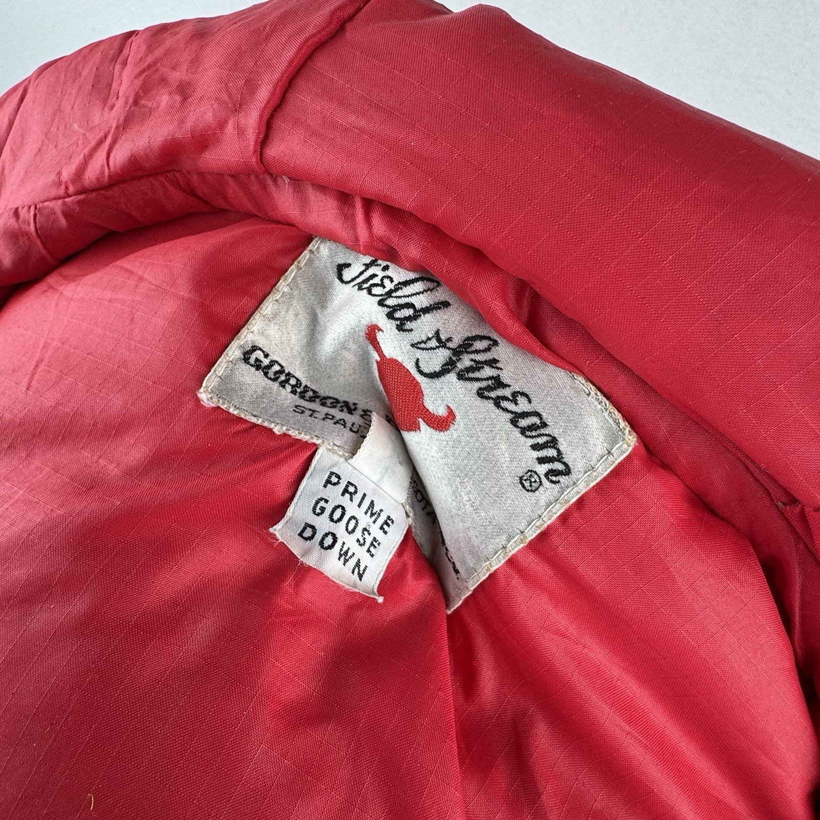 60s/70s Vtg Field & Stream Gordon Ferguson Goose Down Puffer Jacket Hooded Red S