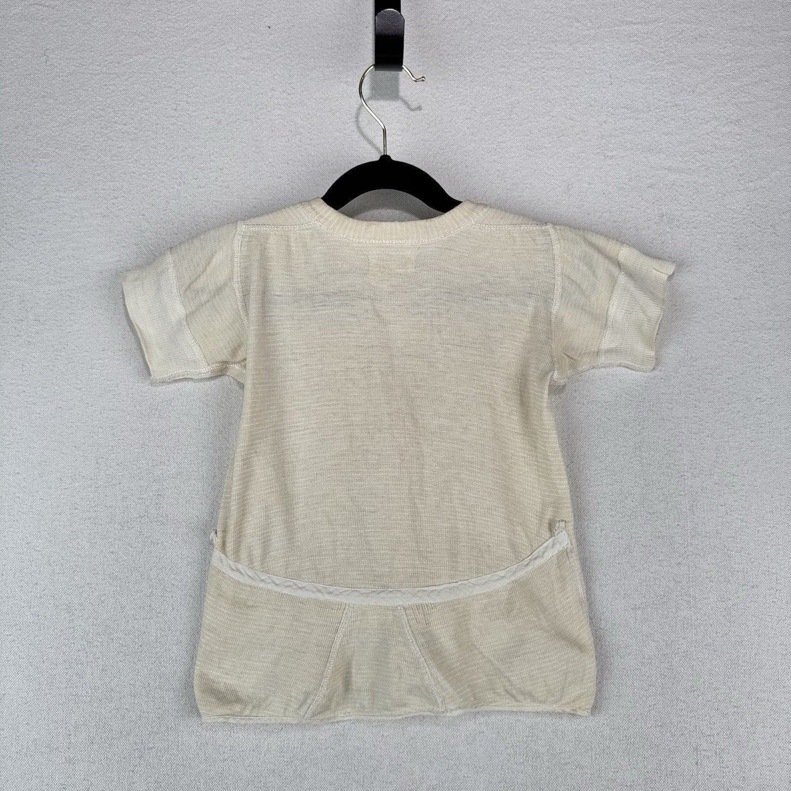 40’s Vtg Pilgrim Downy-Baks 3T-4T Button Up Short Sleeve Cream Undershirt *Read