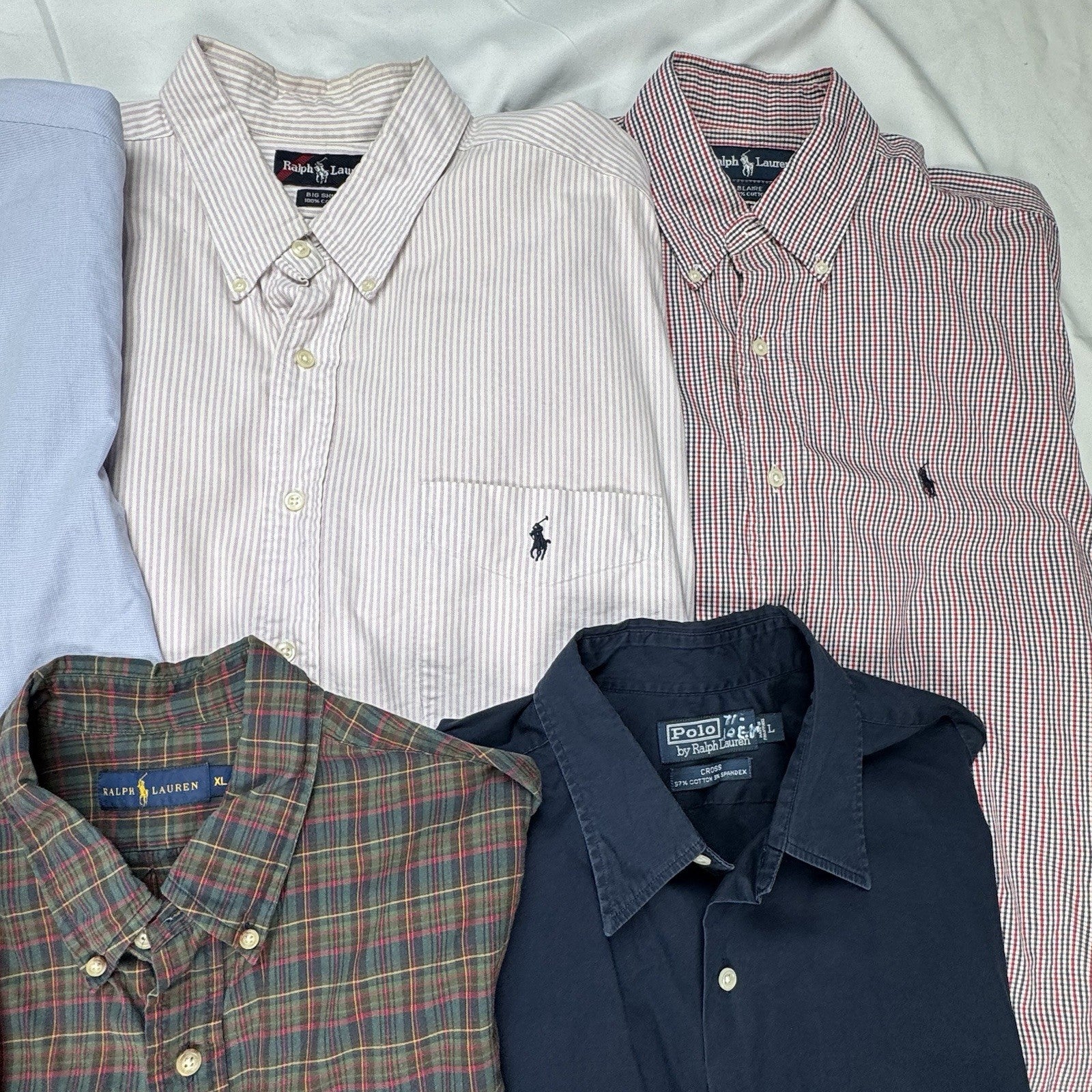 Lot of 10 Ralph Lauren, Tommy, Abercrombie Long Sleeve Oxford Shirts M,L,XL,2XL