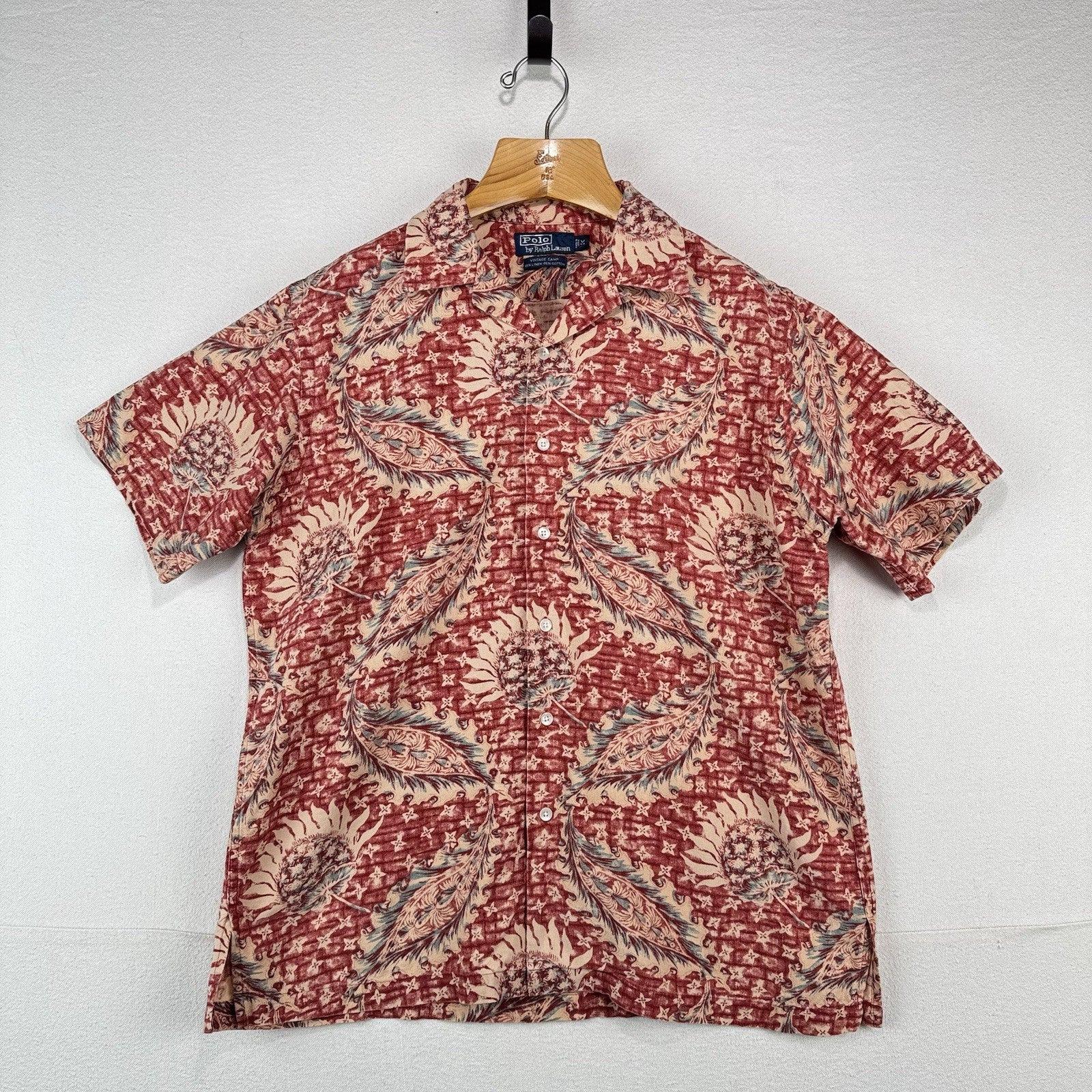 Polo Ralph Lauren Vintage Camp Shirt Men’s Medium Button Up Paisley Linen Cotton