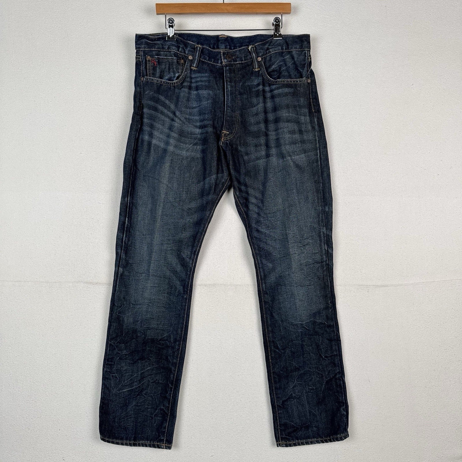Polo Ralph Lauren 018 Jeans Mens 36x30 Slim Straight Dark Rinse Denim