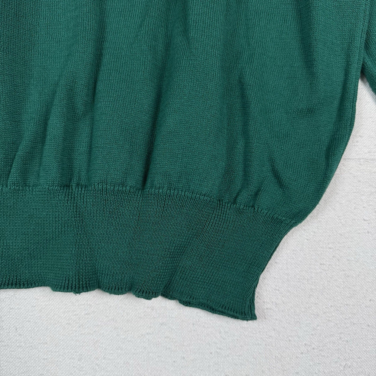 80’s Deadstock 100% Sea Island Cotton Polo Button Long Sleeve Green 2XL Made USA