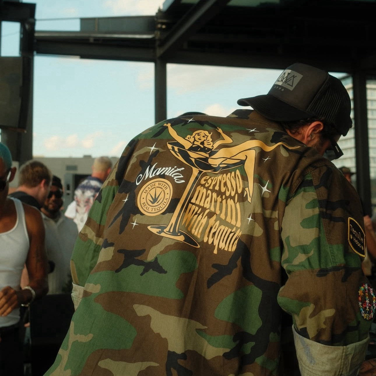 Army Woodland Mamitas Tequila Military Field Jacket Men’s Large Special Edition