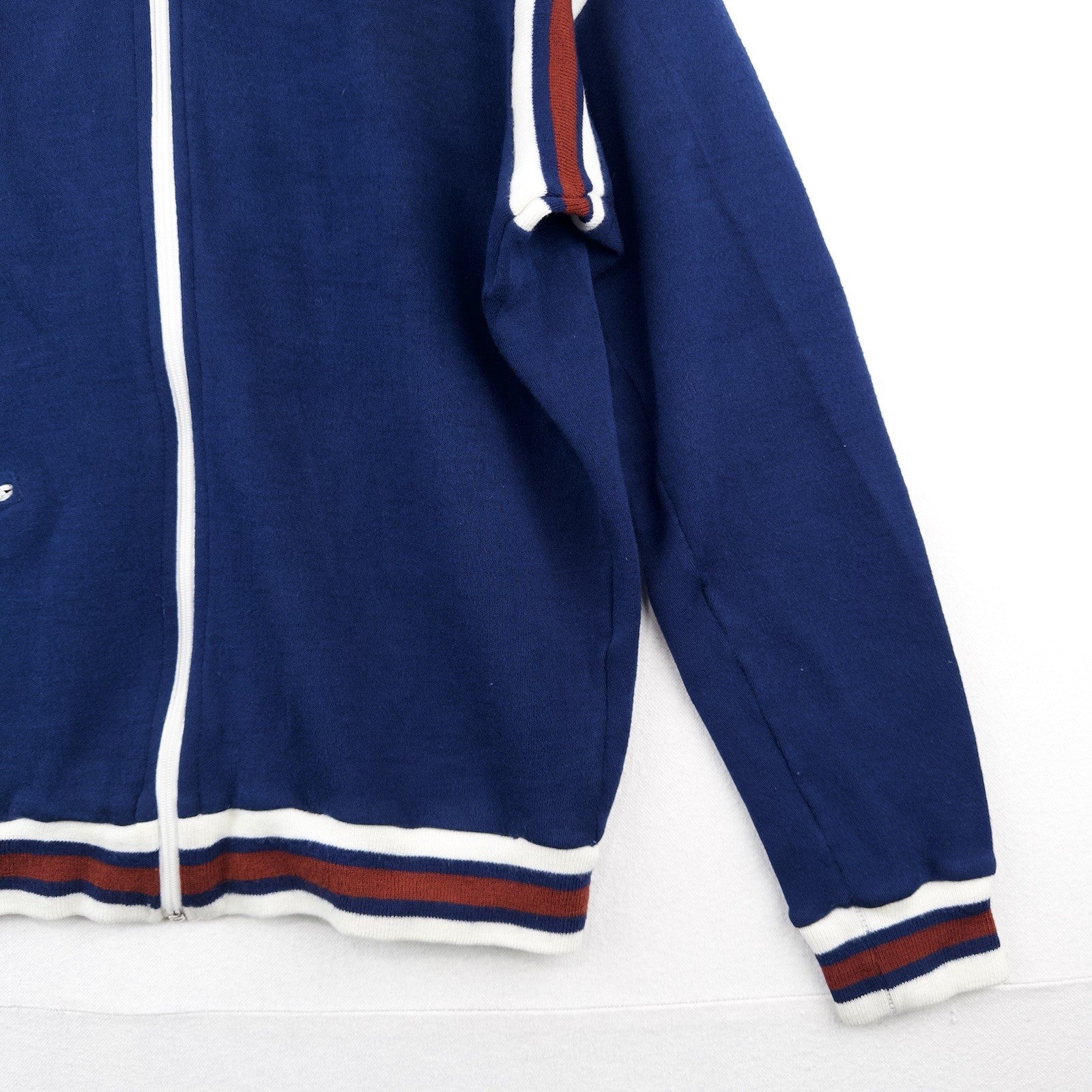 70’s Vtg Winning Ways Zip Up Track Jacket Blue Red Acrylic Men’s L