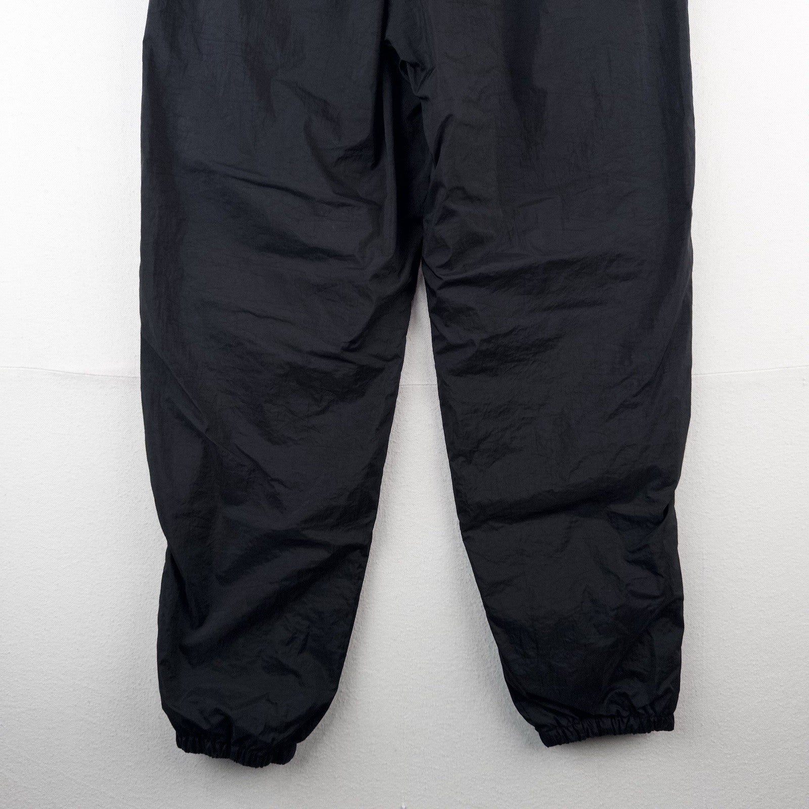 90s Vtg Nike Nylon Jogger Pants Womens  L 12-14 Black Drawstring Lined Zip Ankle