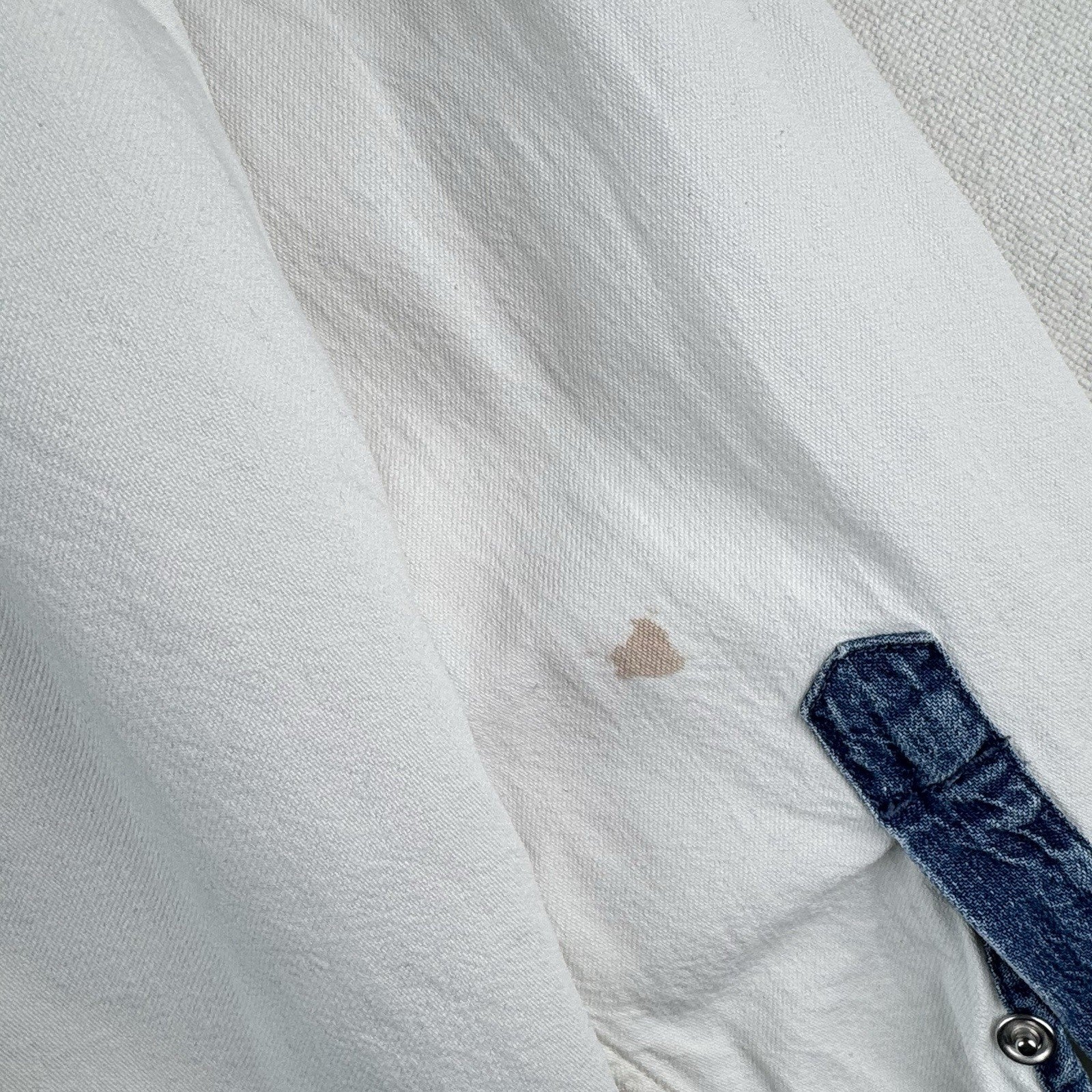 Mother Denim Tycoon TwoTone Western Shirt White Denim Pearl Snap Large USA *Read