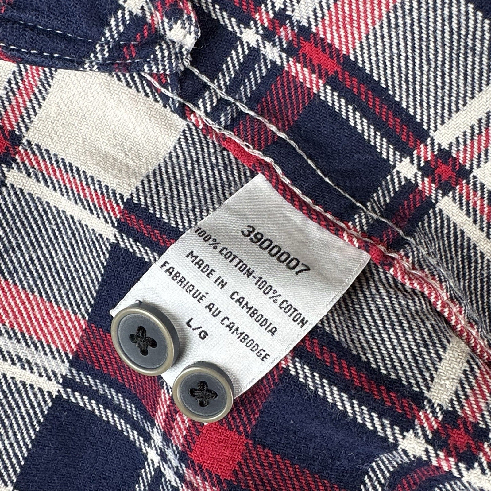 Jachs Men’s Large L Red White Blue Heritage Thick Material Flannel Button Up