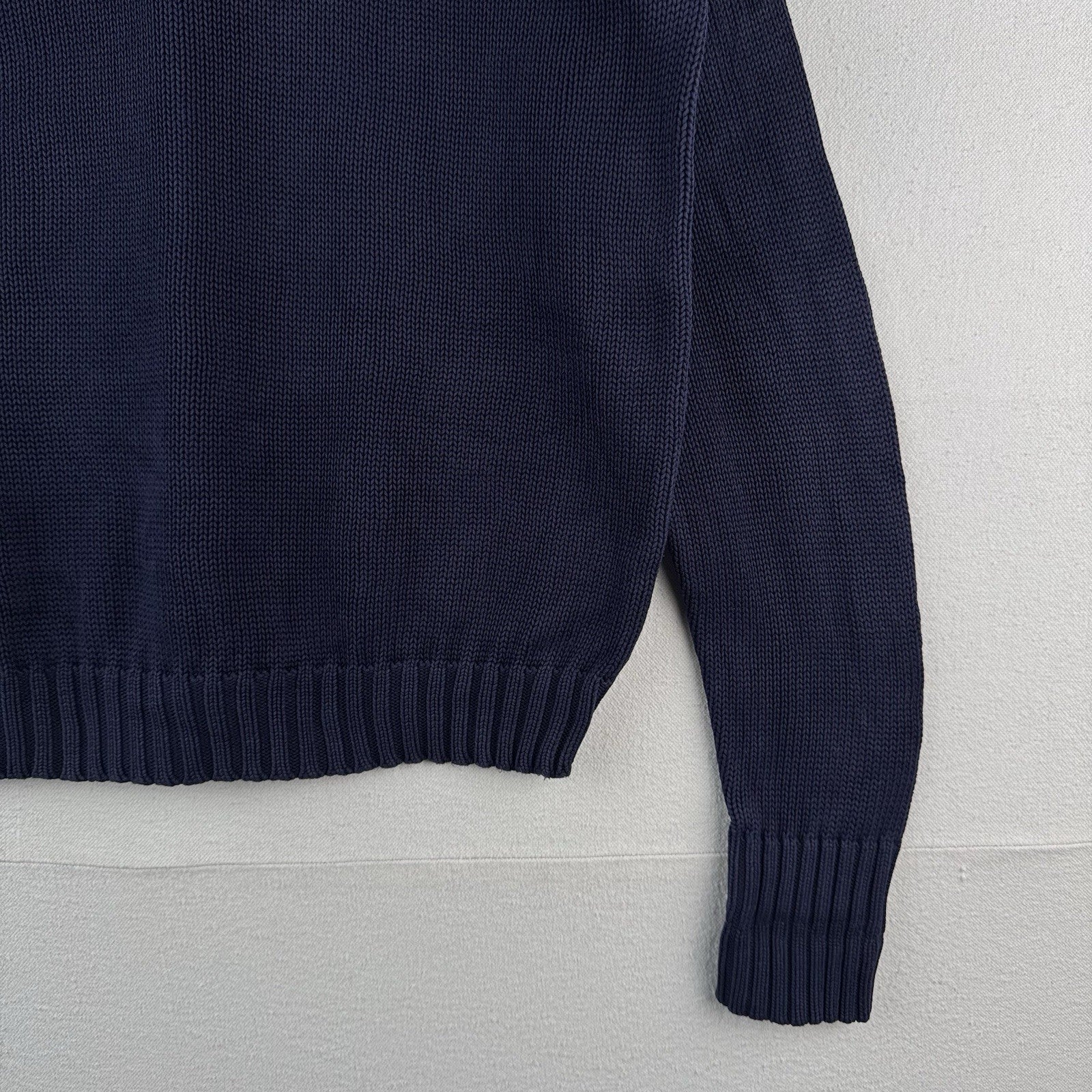 90's Vintage Polo Ralph Lauren Sweater Men's S Navy Blue Knit Crewneck Blue Pony