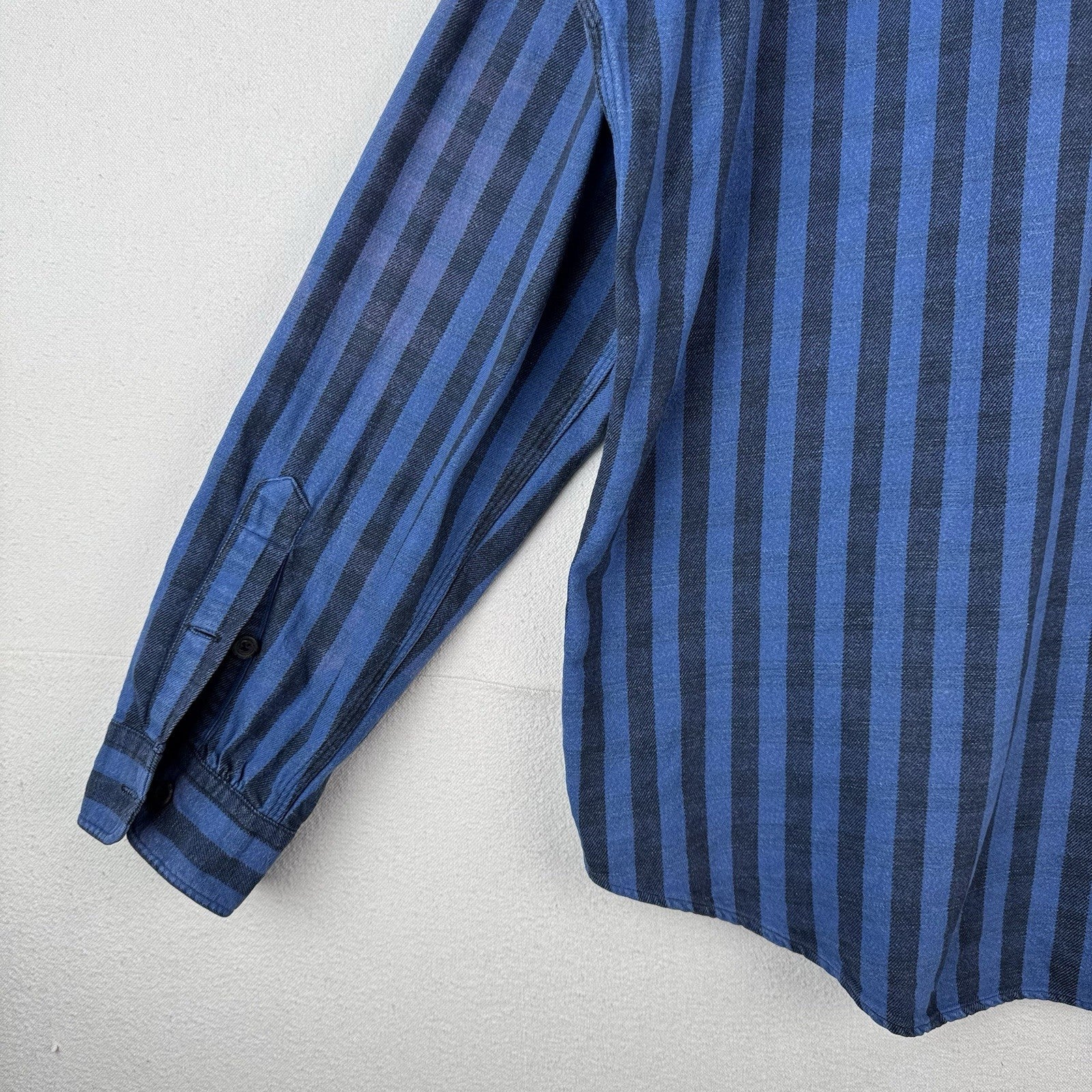 90’s Vtg Polo Ralph Lauren Indigo Blue Stripe Men’s 2XL Heavyweight Shirt *Read