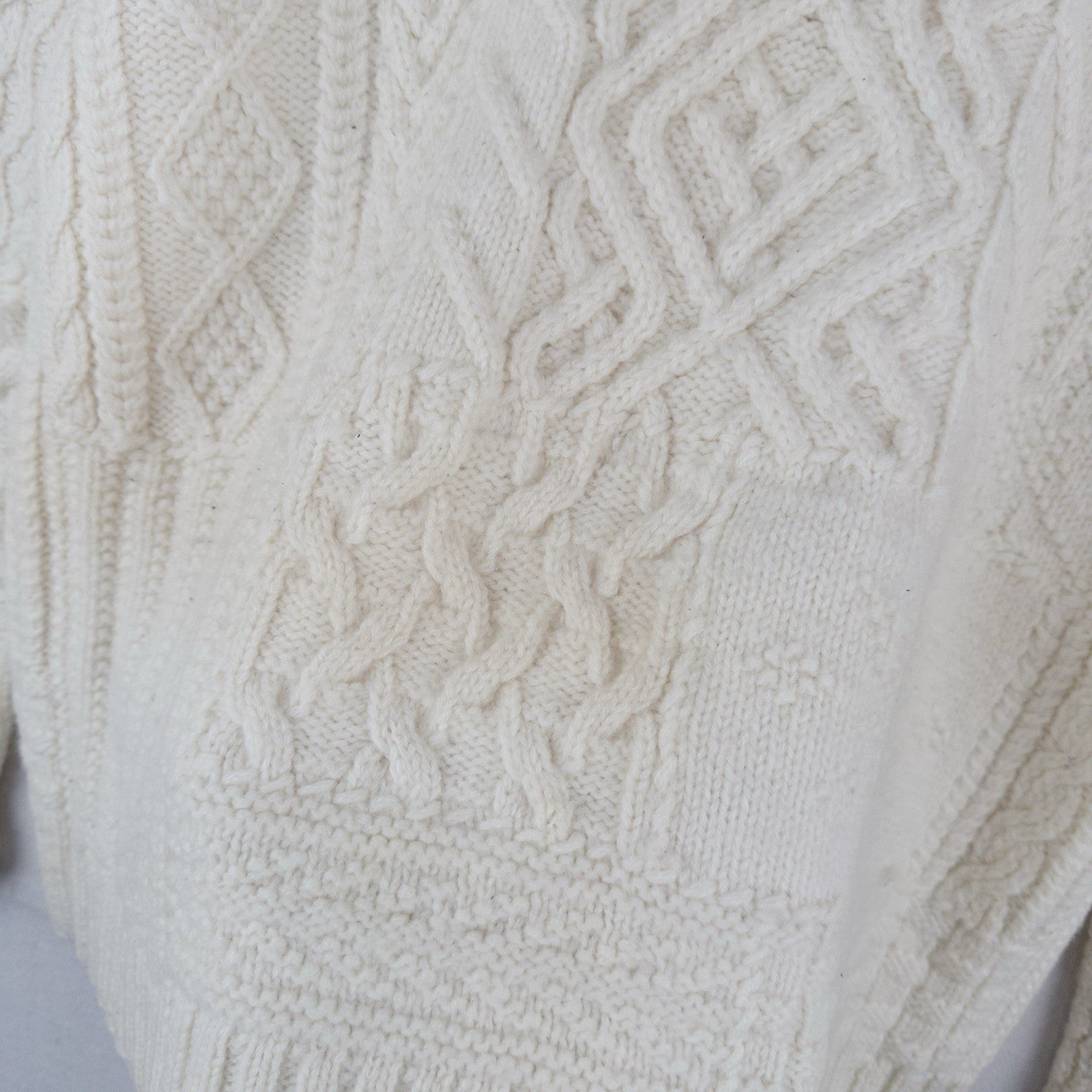90’s Vtg Ralph Lauren Handknit Aran Patchwork Sweater Women’s M Cream *Read