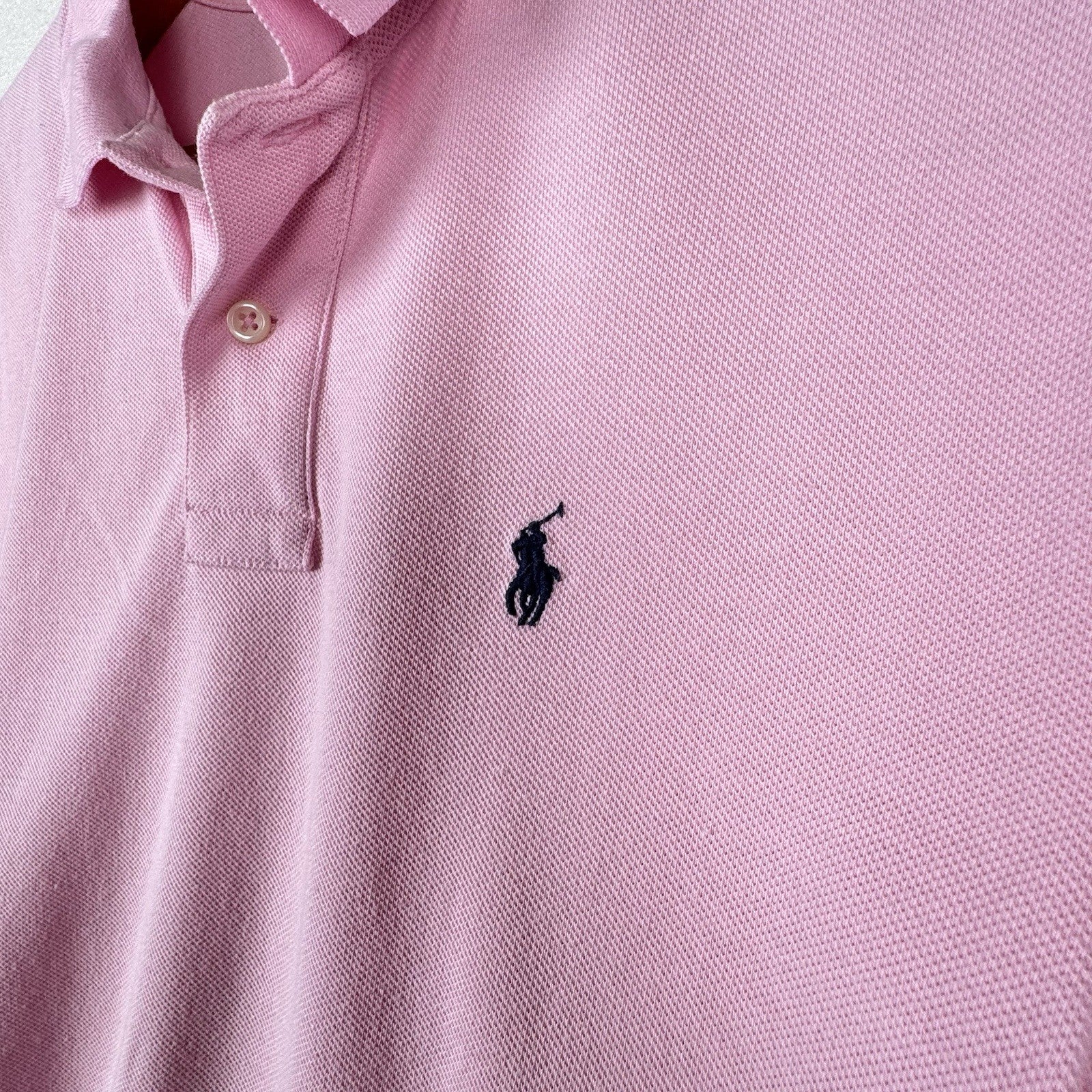 Polo Ralph Lauren Short Sleeve Navy Pony Mesh Pink Youth L (14-16)