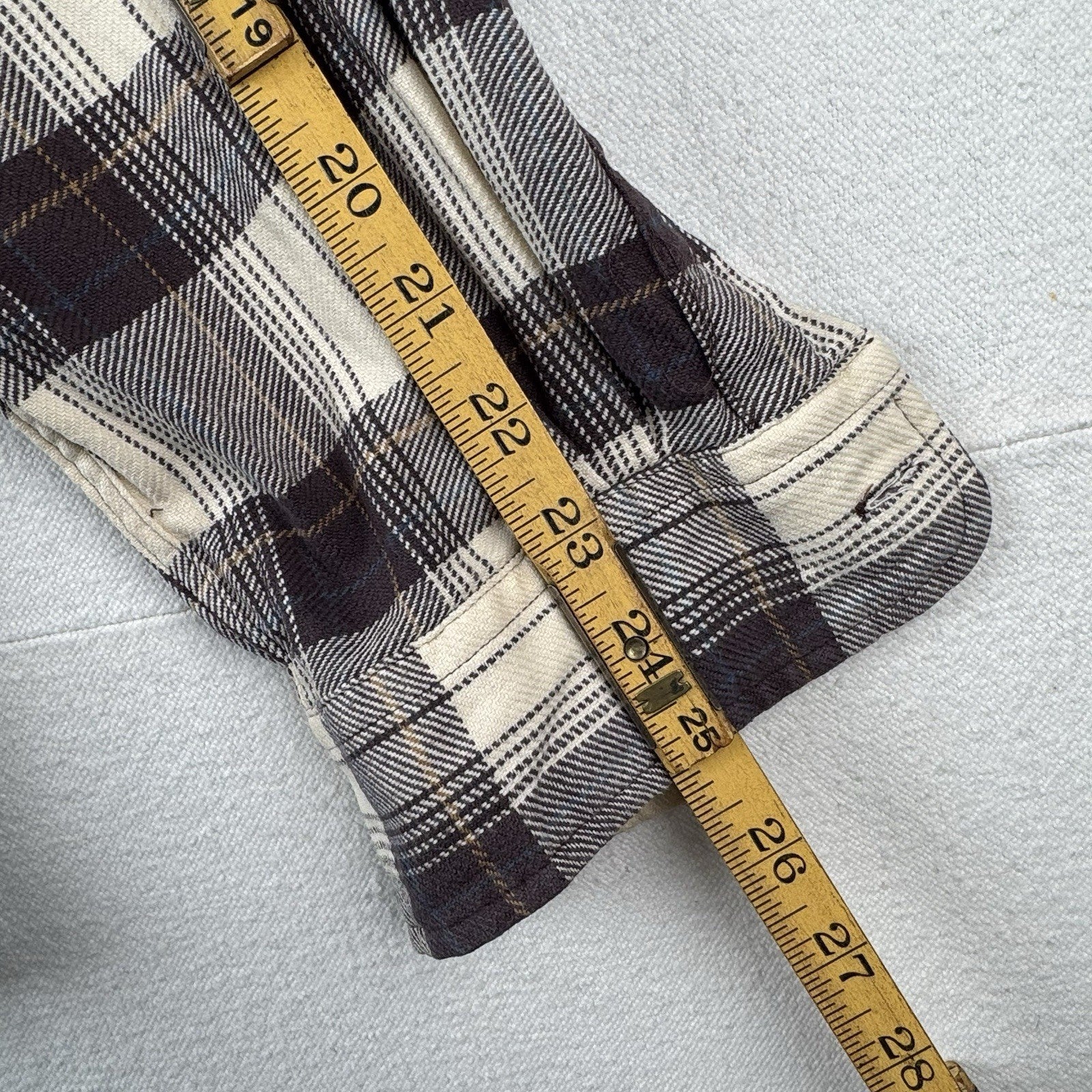 Vintage Ralph Lauren Shirt Mens L Brown Plaid Benford Flannel Cotton *Read