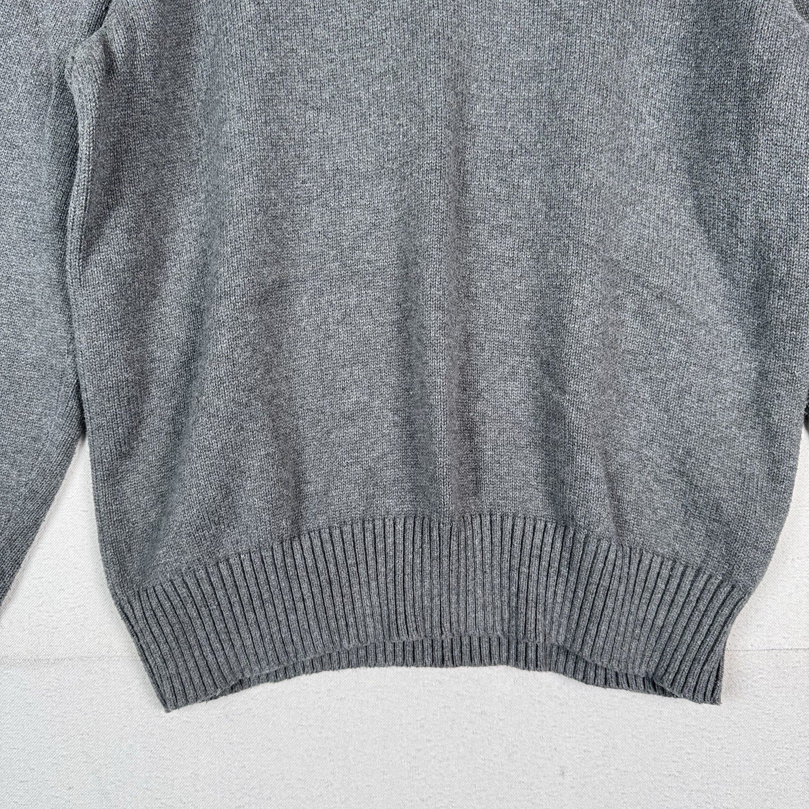 Vintage Polo Ralph Lauren 1/4 Button Neck Sweater Men’s L Gray Cotton Pullover