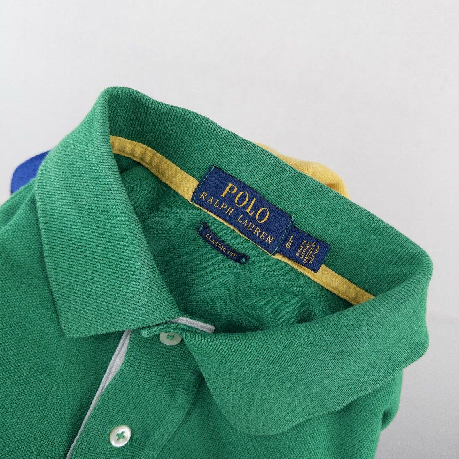 Polo Ralph Lauren Polo Shirt Men’s L Classic Fit Logo Mesh Striped Colorblock