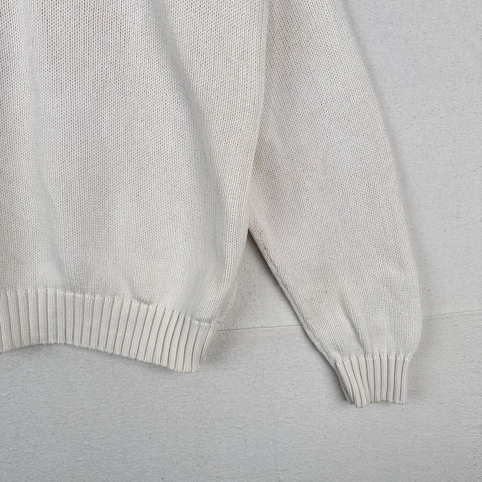 90’s Vintage Polo Ralph Lauren Men’s XL White Cotton Knit Crewneck Sweater *Read