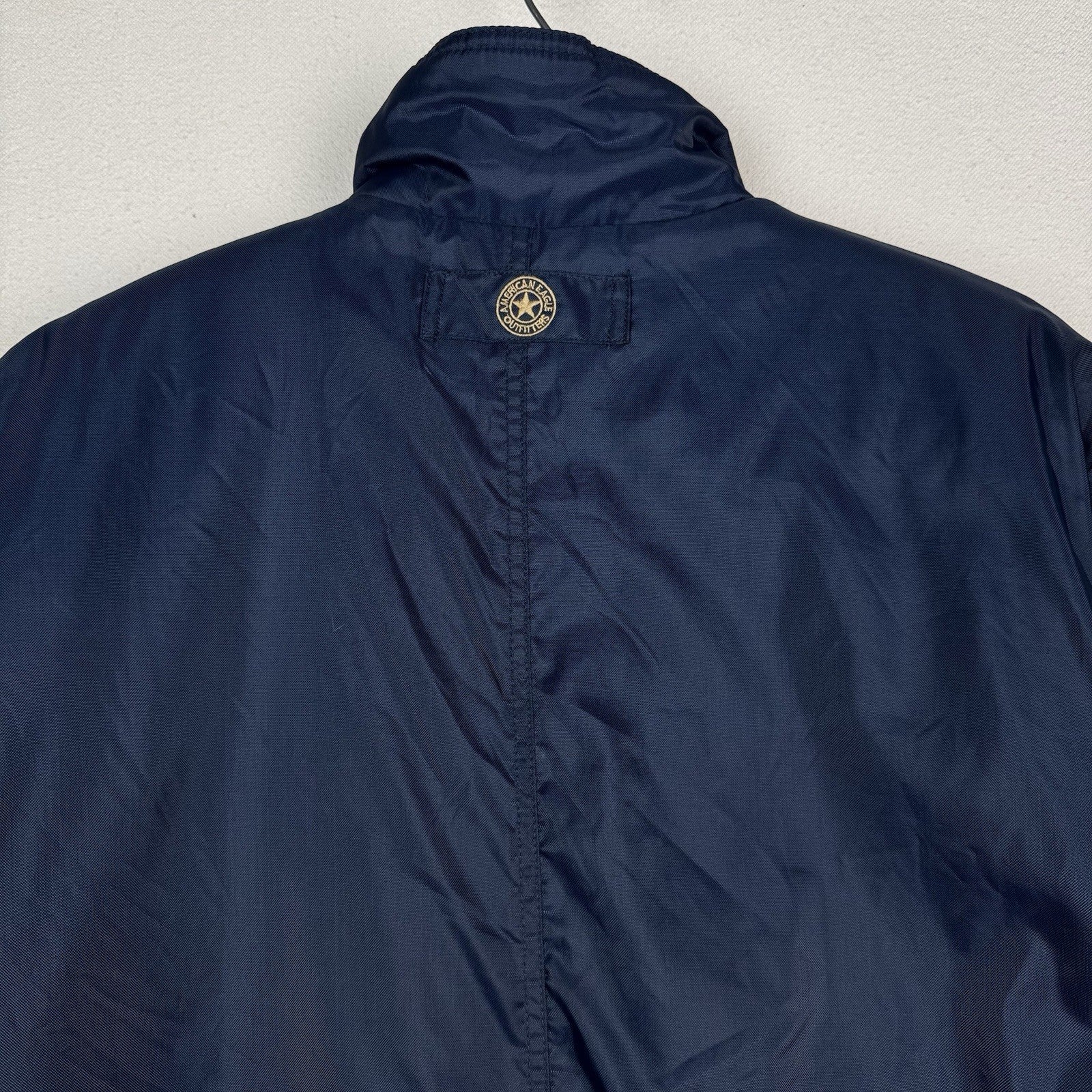 Vintage American Eagle Parka Size S Full Zip Heavyweight Sherpa Nylon Blue 90s
