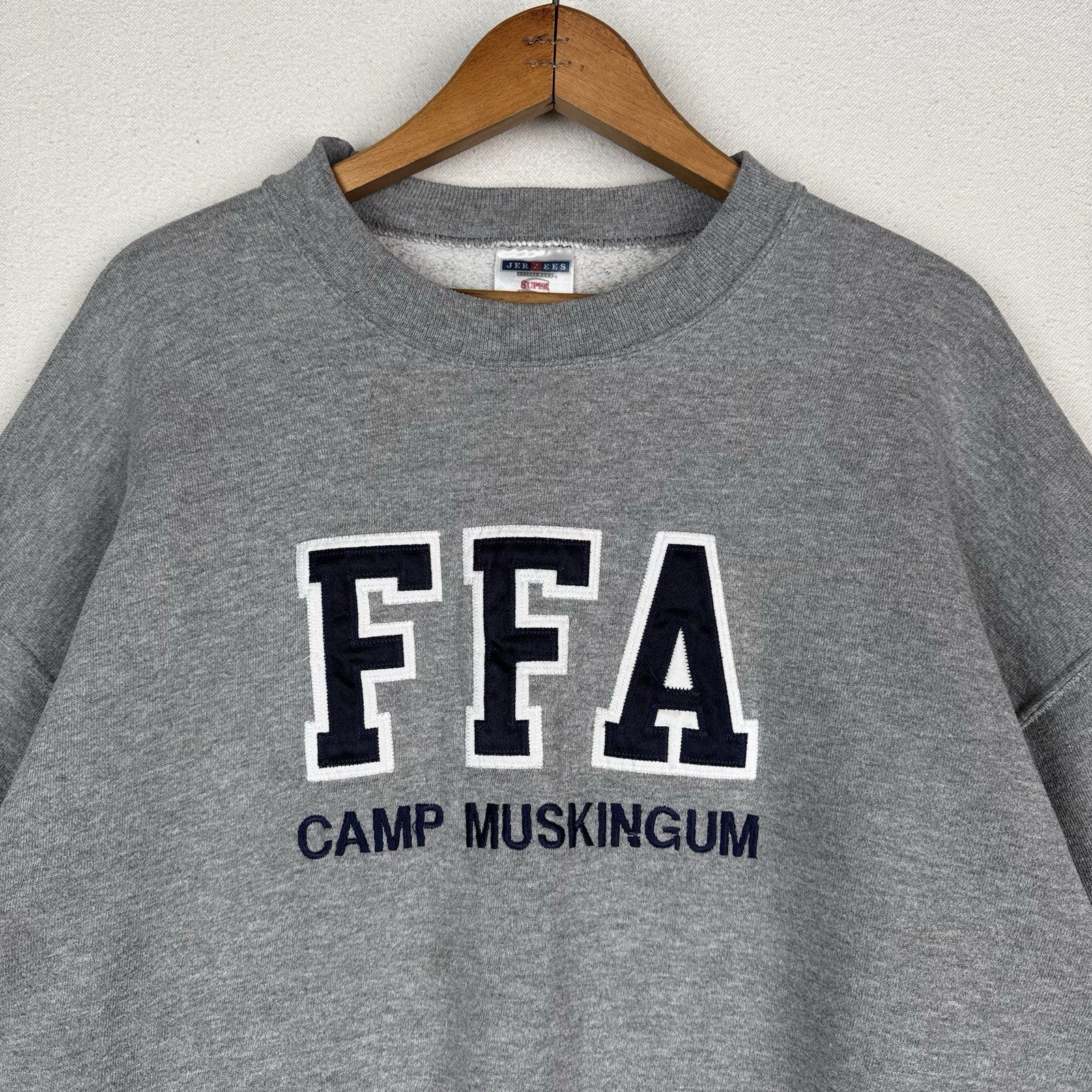 Vintage FFA Crewneck Men’s XL Gray Pullover Spellout Embroidered Camp Muskingham