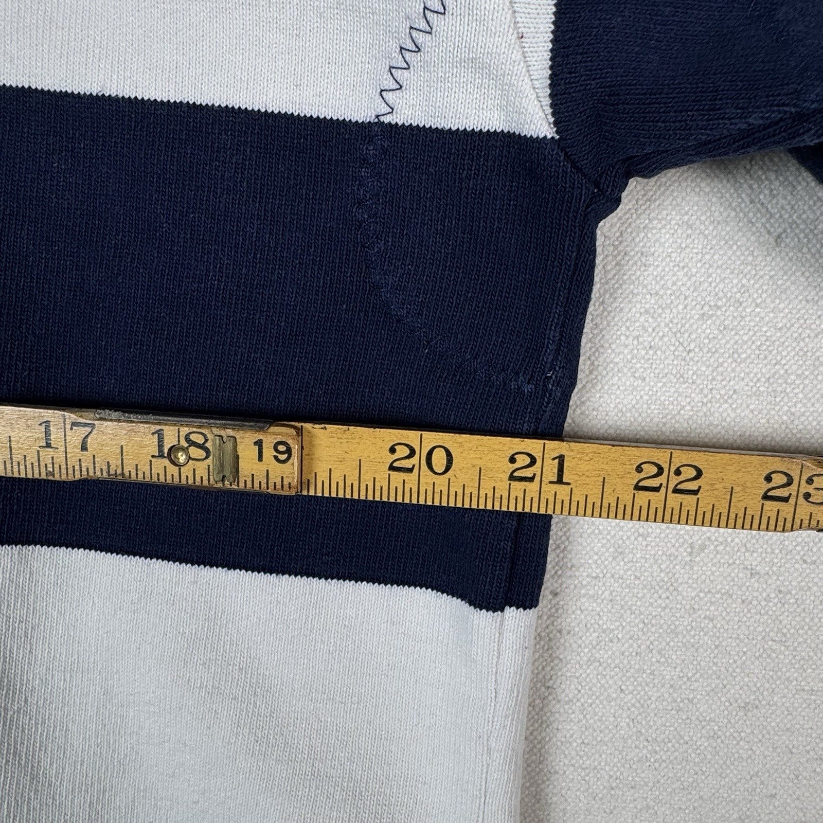 Vintage Rugby Mens L Barbarian Meet The Press Tim Russert Blue White Stripe Polo