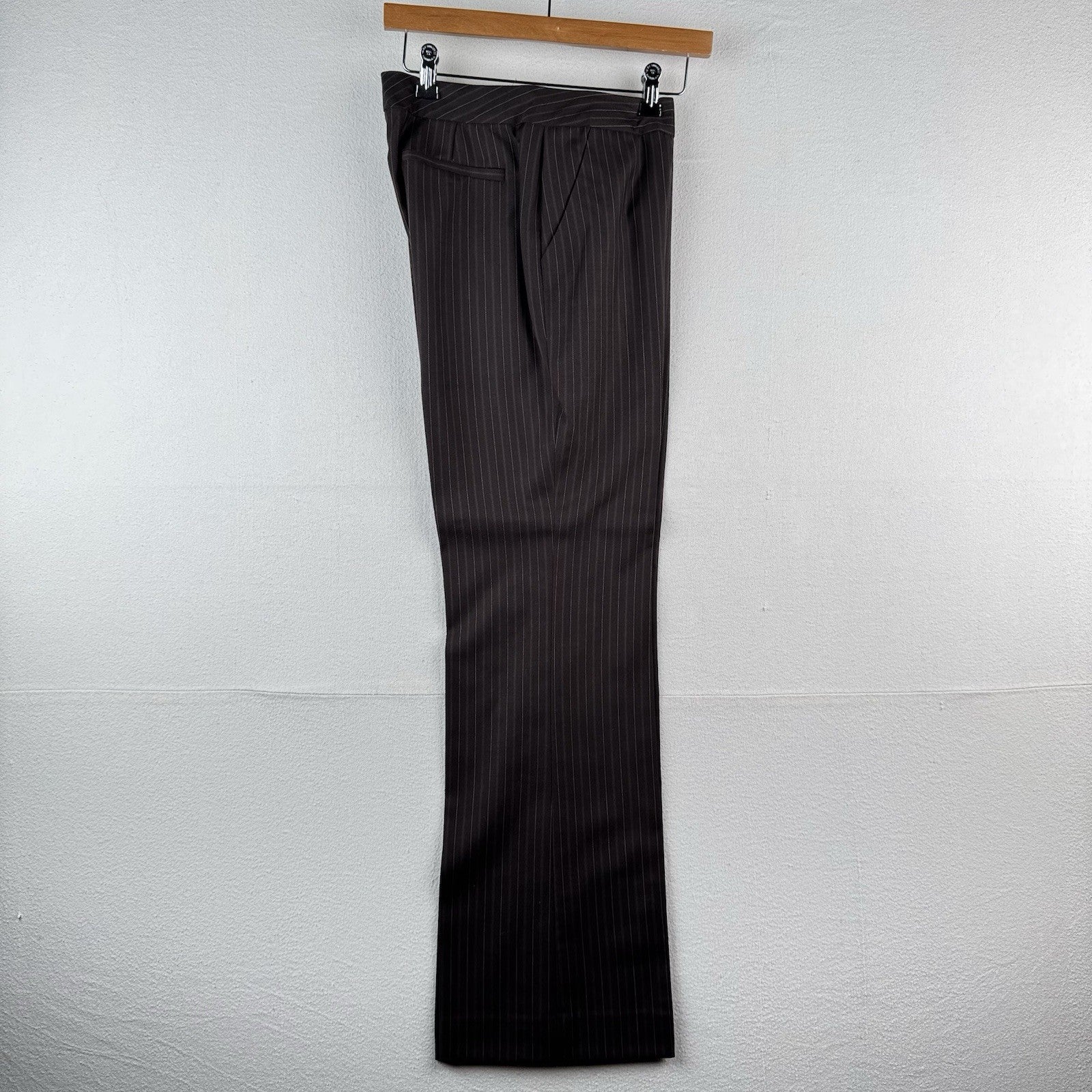 Anne Klein Women's 6 Pant Suit Two Piece Set Brown Pink Pinstripe Leg=10”