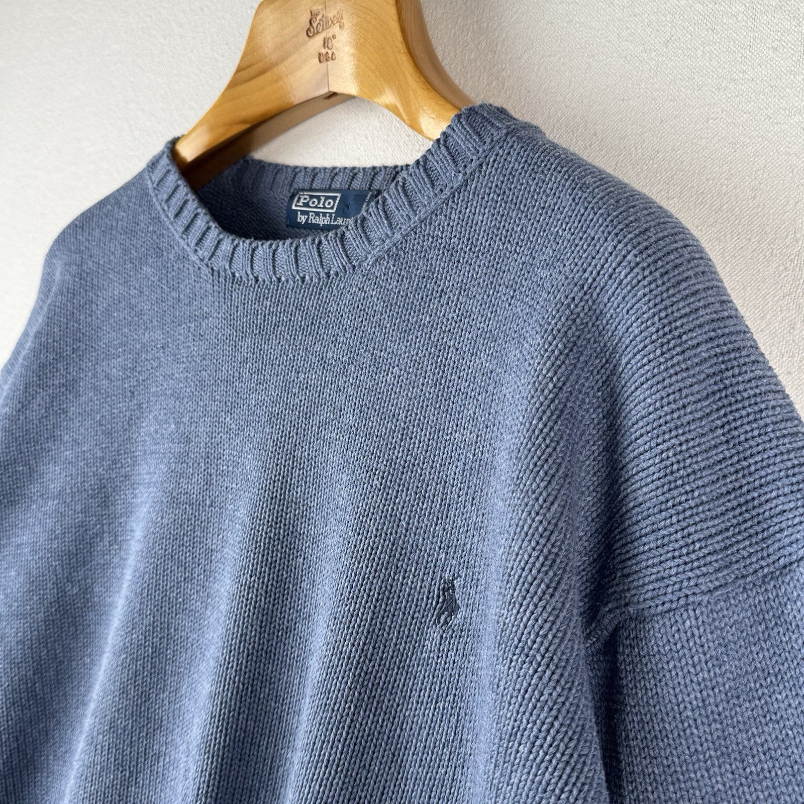 90’s Vintage Polo Ralph Lauren Knit Sweater Men’s 2XL Blue Cotton Crew Neck