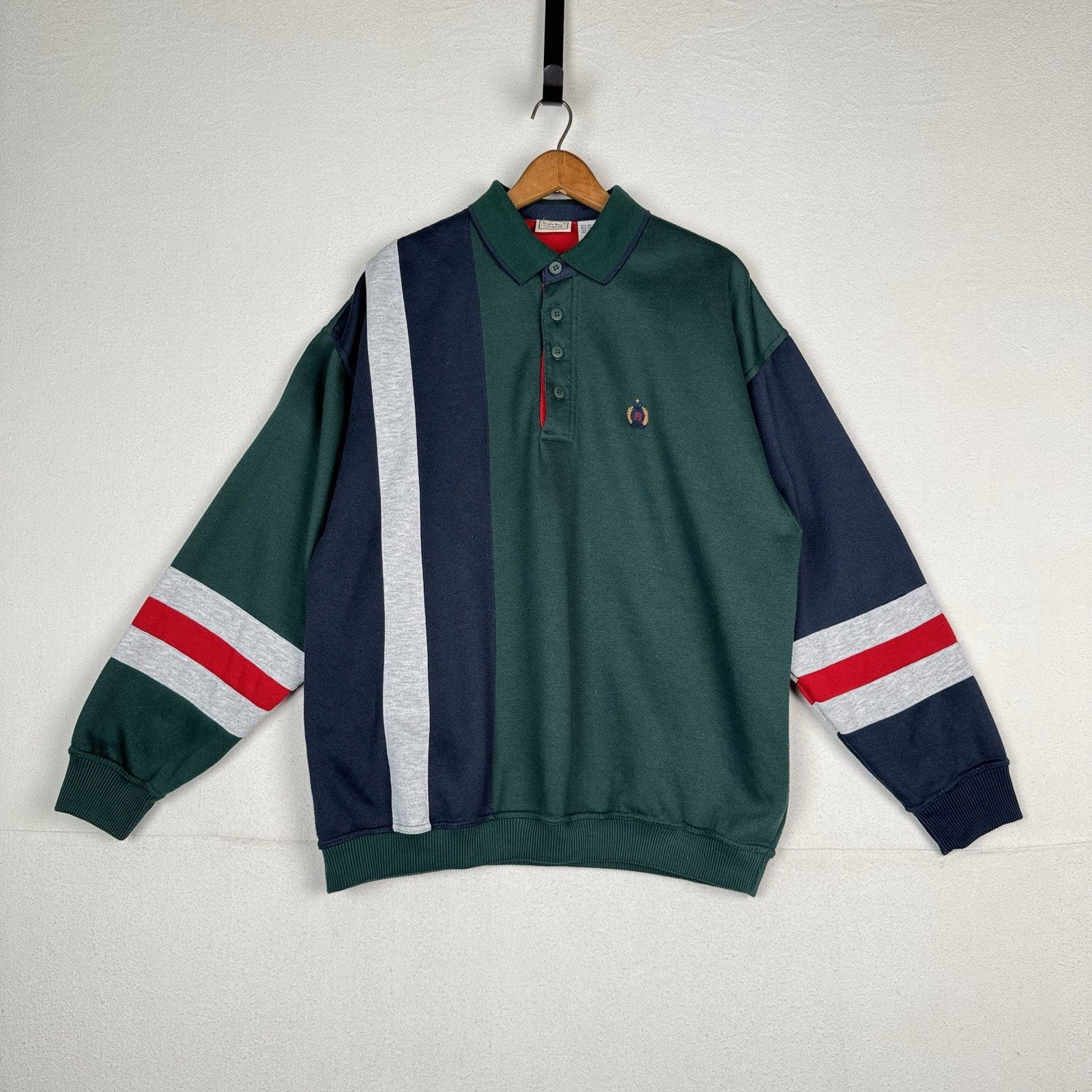 Vintage Bugle Boy Men’s XL Rugby Polo Sweatshirt 90s Colorblock