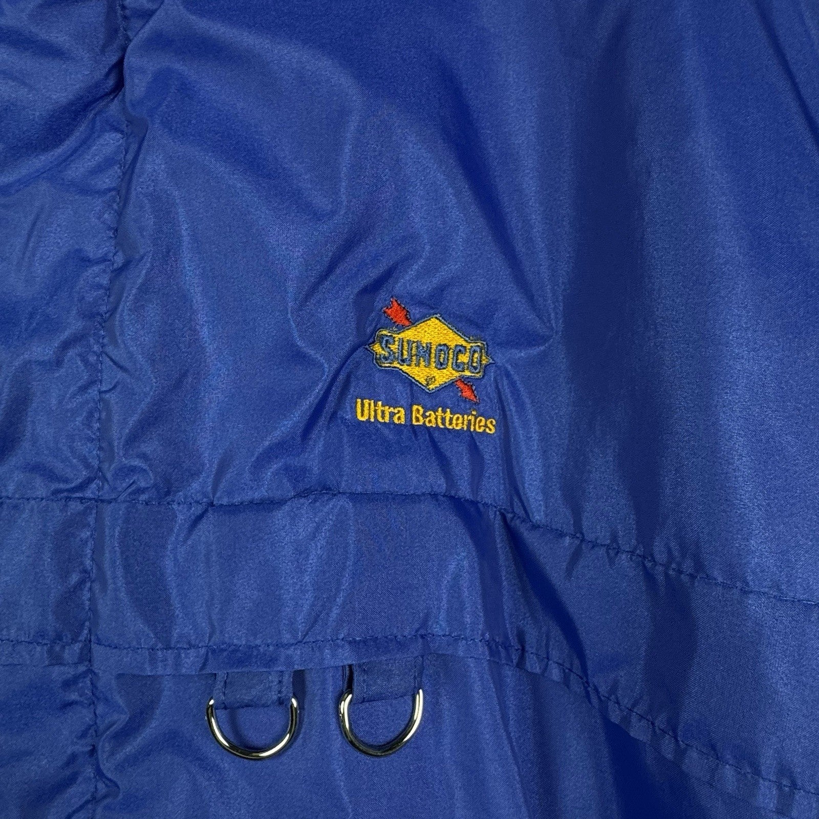 Vintage 80’s Sunoco Promo Bomber Jacket Quilted Lining Blue Men’s XL Made In USA