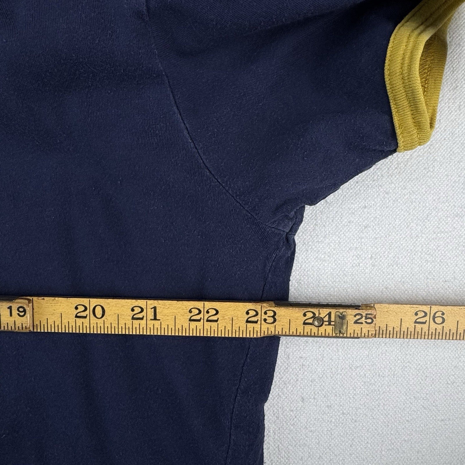 90’s Vtg Polo Ralph Lauren RL Crew Ringer T-Shirt Blue Yellow Mens L
