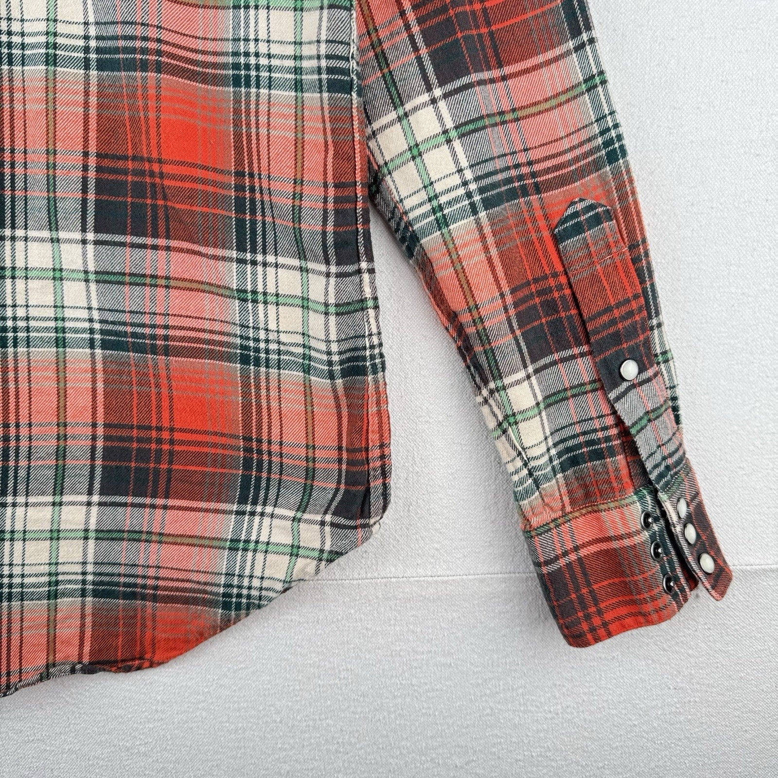 Vtg Polo Ralph Lauren Western Pearl Snap Mens S Brushed Flannel Shirt Plaid