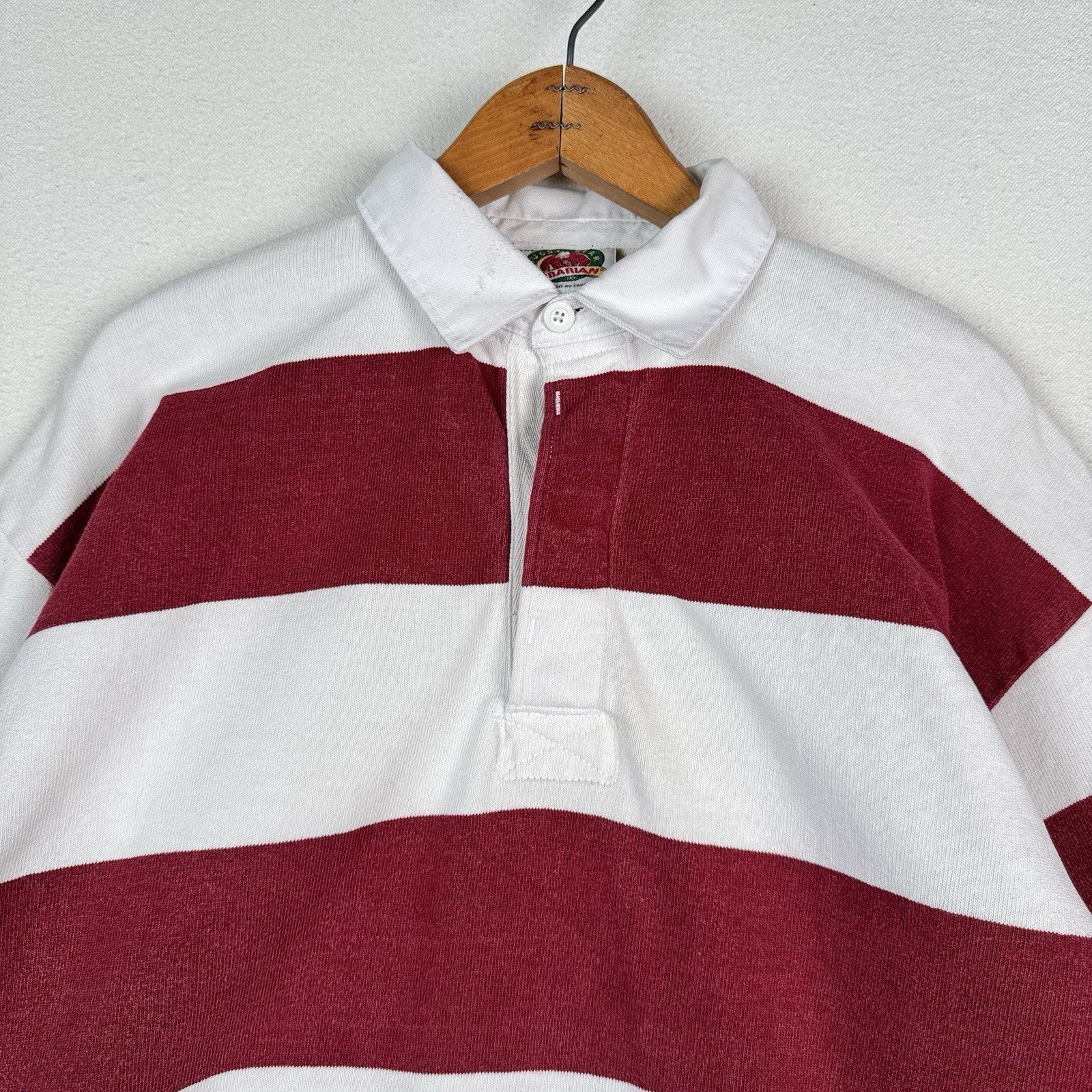 Vintage Rugby Men’s XXL Barbarian Long Sleeve Red White Stripe Polo *Read