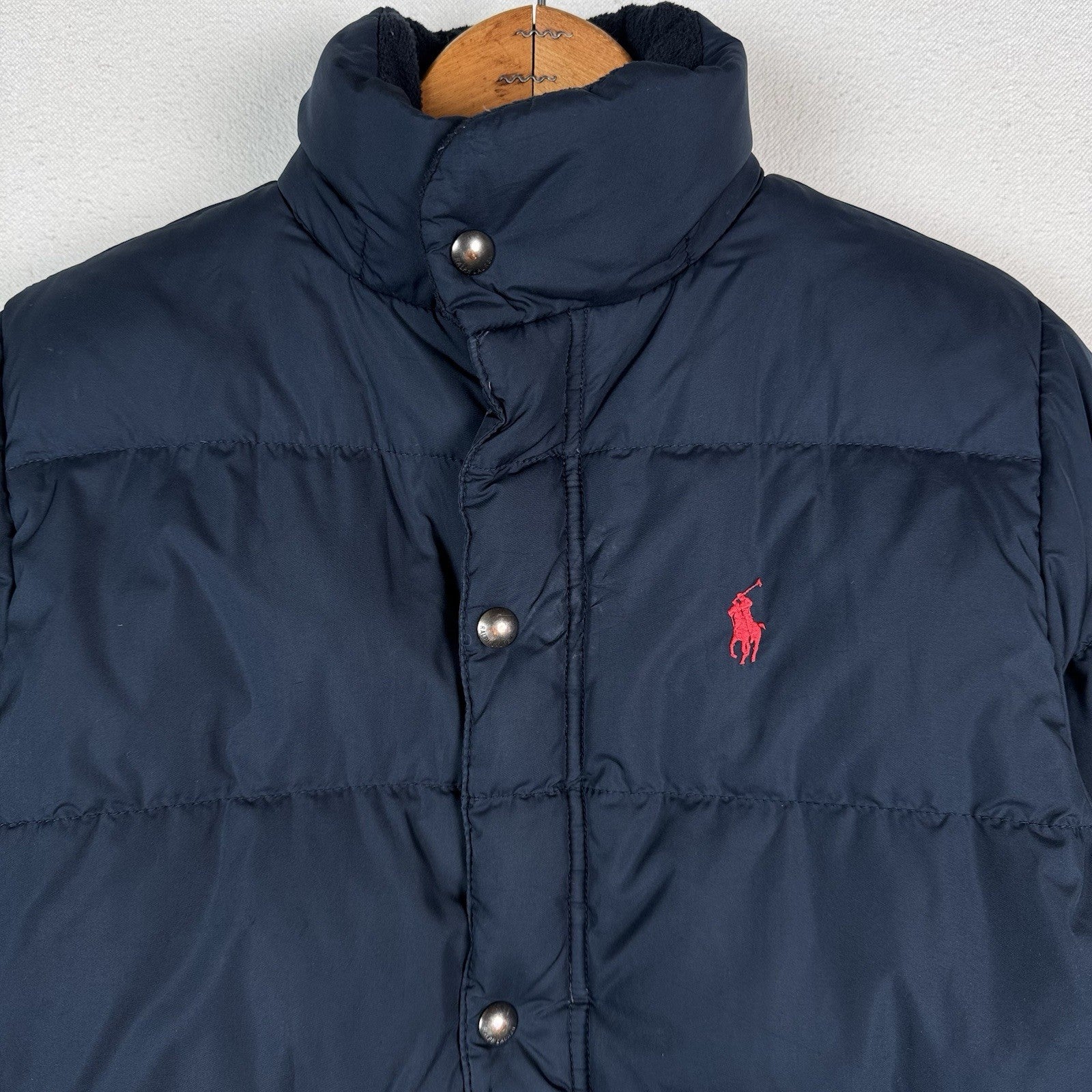 Vintage Polo Ralph Lauren Kid's Navy Blue Down Puffer Jacket Sz M 10-12 *Read