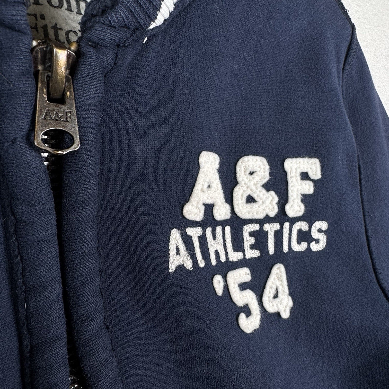 Vintage Abercrombie & Fitch Varsity Zip Up Jacket Mens Large Blue Muscle Fit ‘54