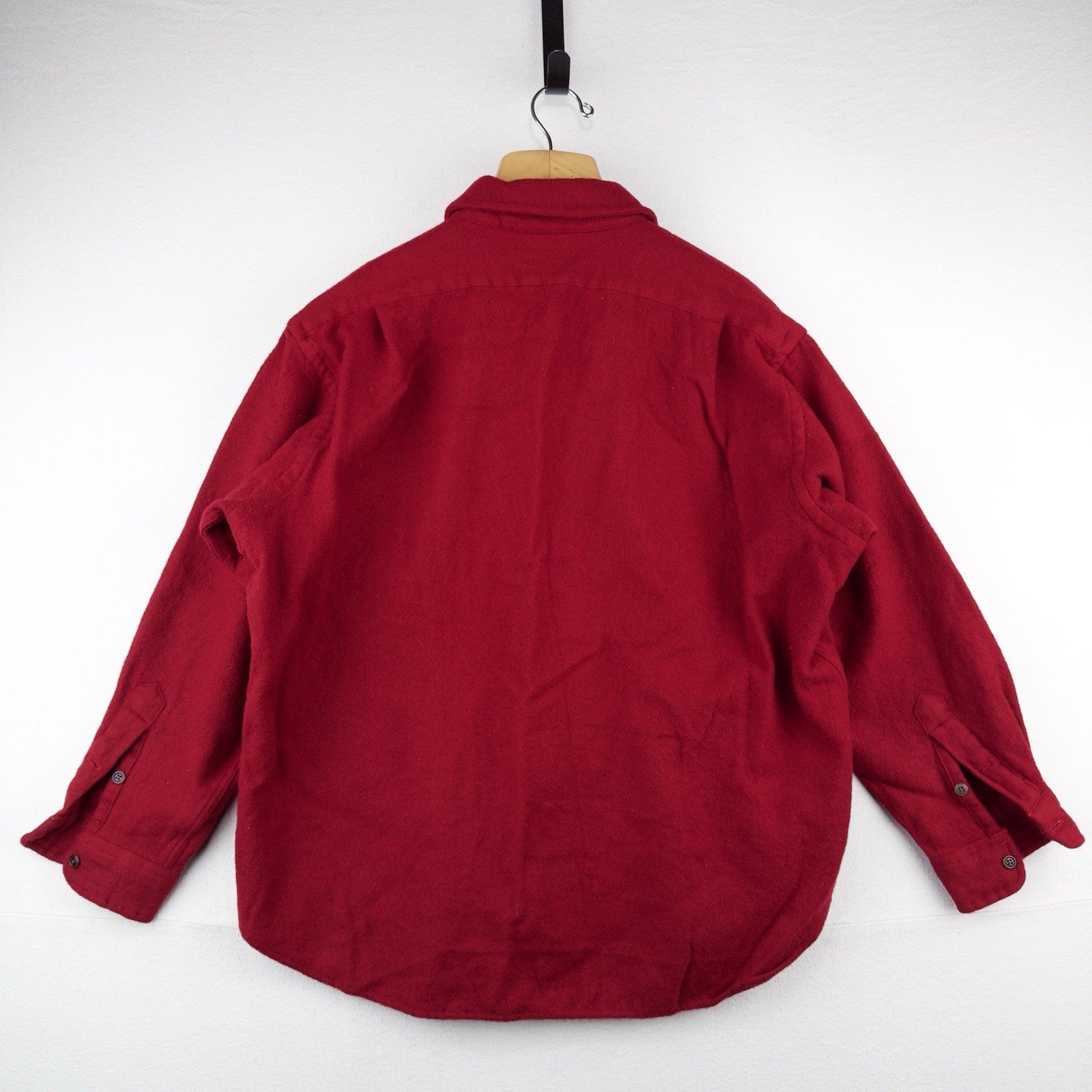 90s Vtg Polo Ralph Lauren Red Lowell 100% Wool Button Up Shirt Boxy *Distressed