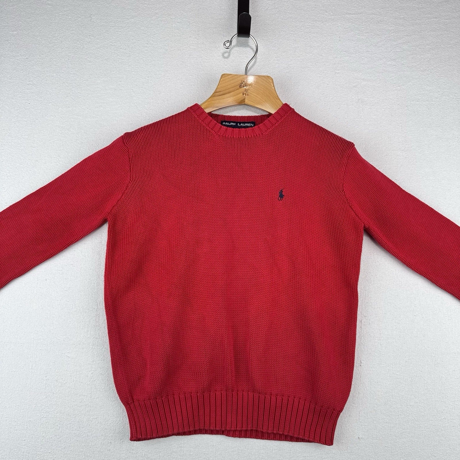 Vintage Ralph Lauren Polo Sport Men’s S 100% Cotton Crewneck Sweater Red