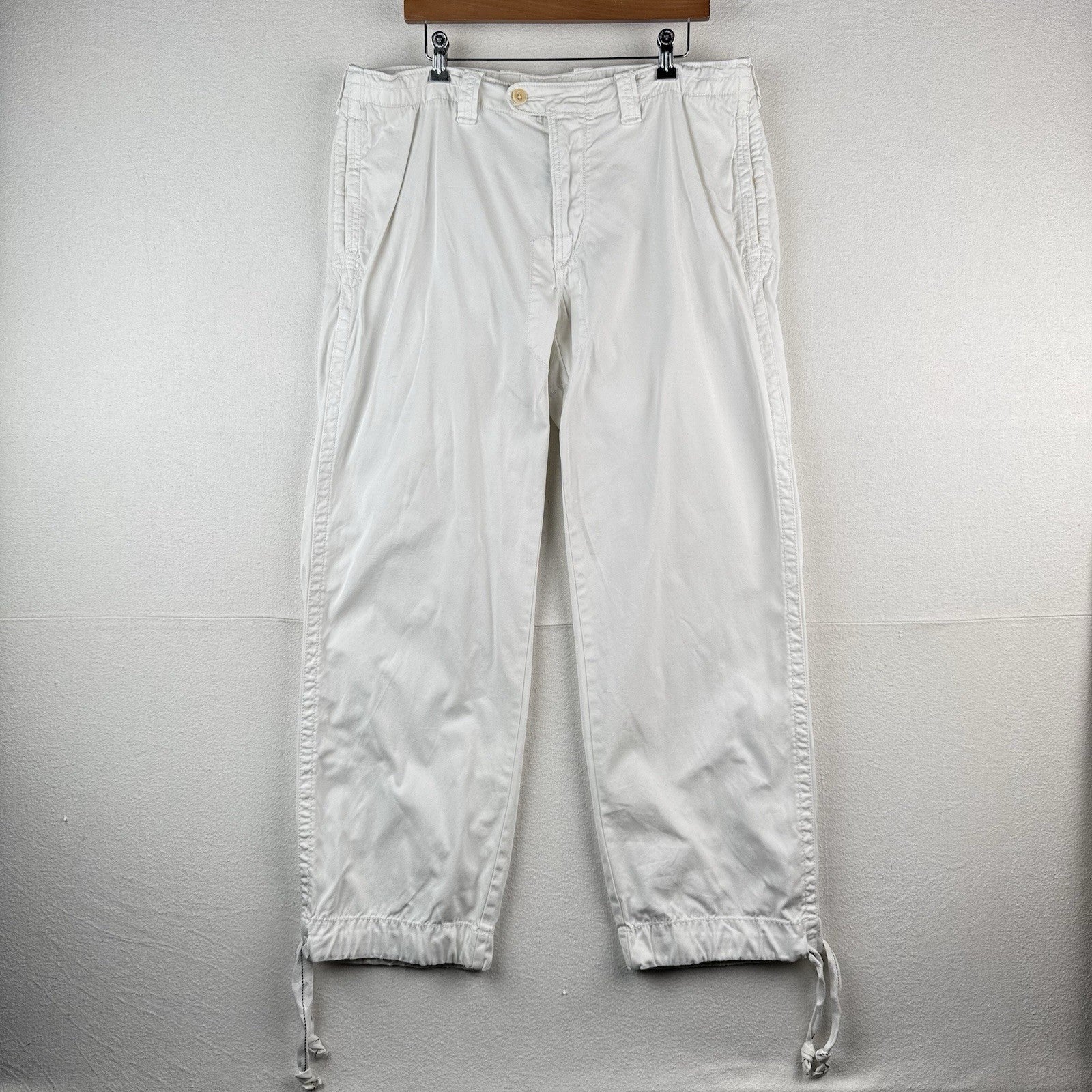Polo Ralph Lauren Naval Pants Mens 36x32 [Fits 36x30] White Adjustable Ankle