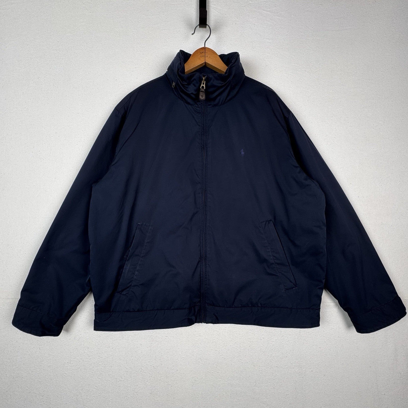 Vtg Polo Ralph Lauren 2XL Stowaway Hood Fleece Lined Harrington Bomber Jacket