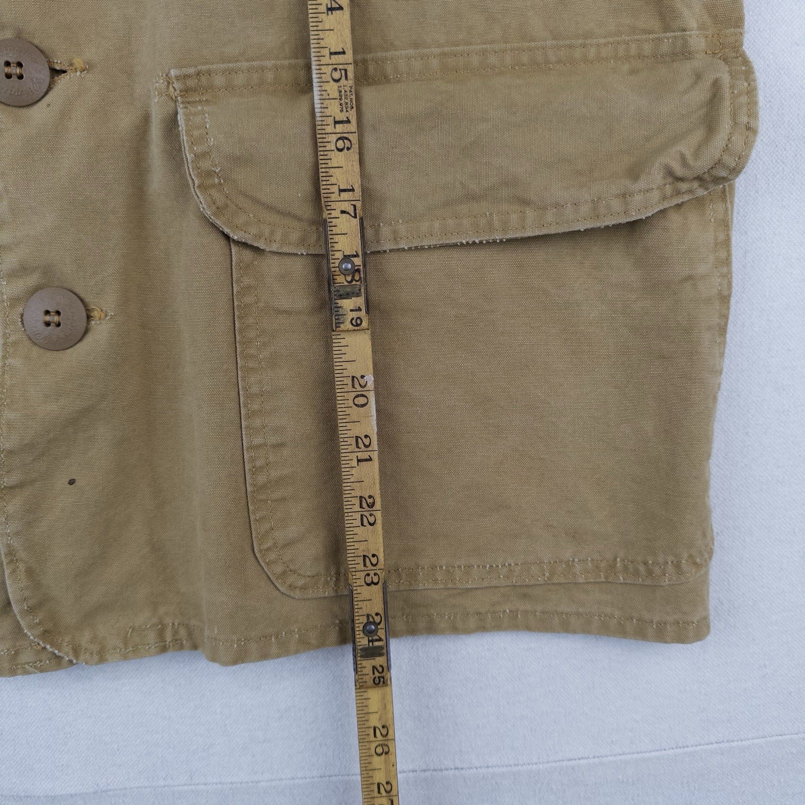 50's Vtg JC Higgins Hunting Shooting Vest Mens L (44) Canvas Khaki Tan Sportsman
