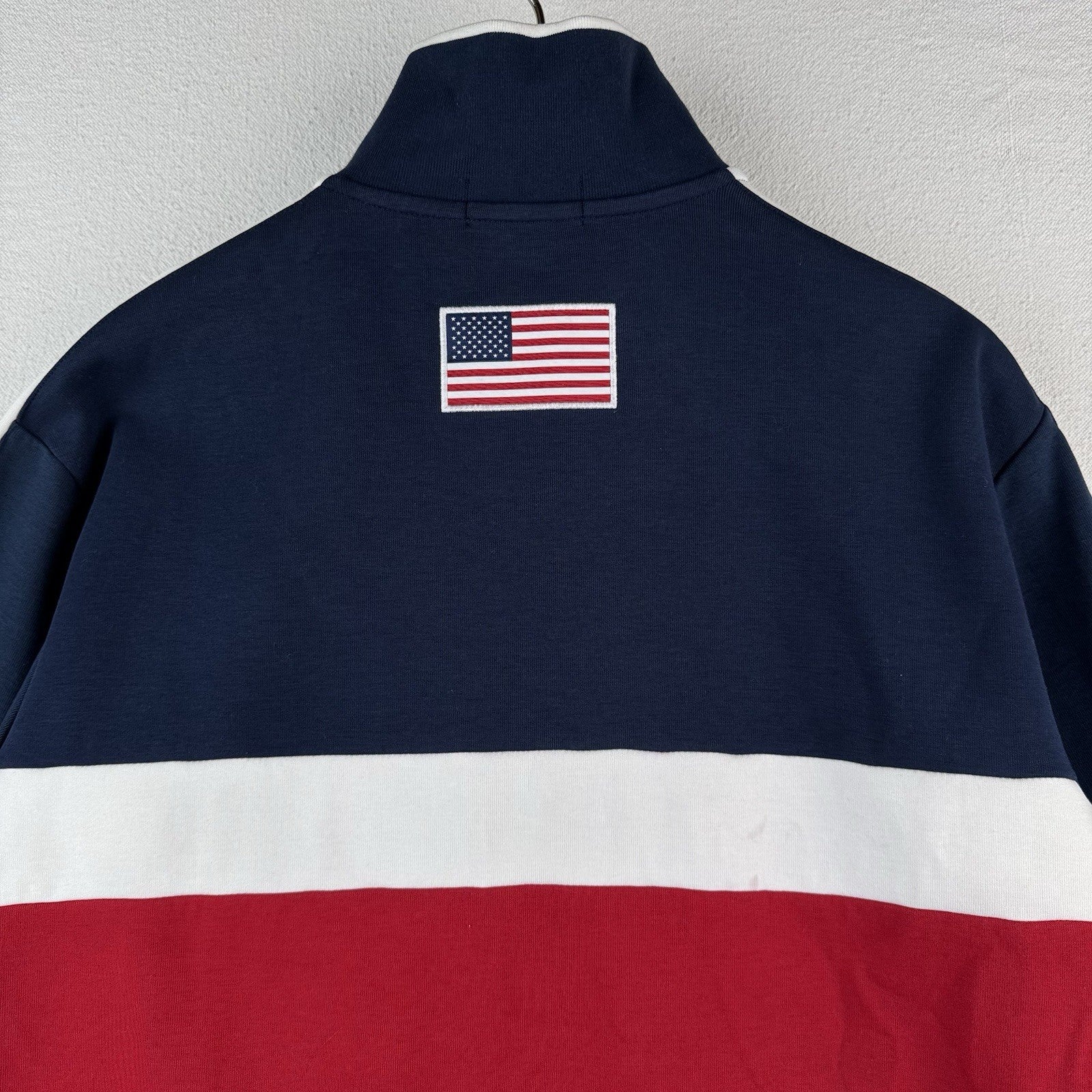 Polo Ralph Lauren Men's L Full Zip Red White Blue USA Flag Track Jacket Big Pony