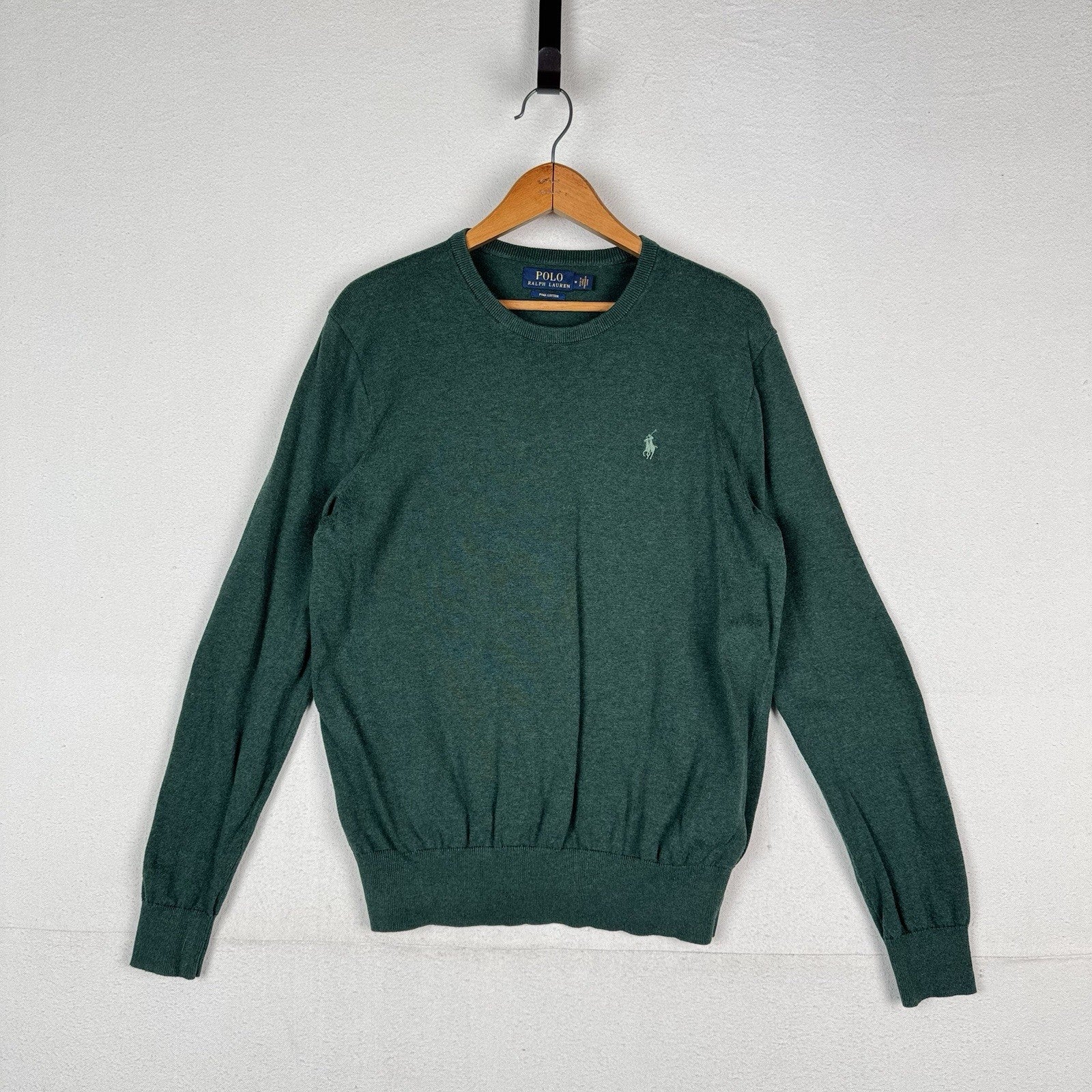Polo Ralph Lauren Men’s Green Pima Cotton Pullover Sweater Crewneck Medium