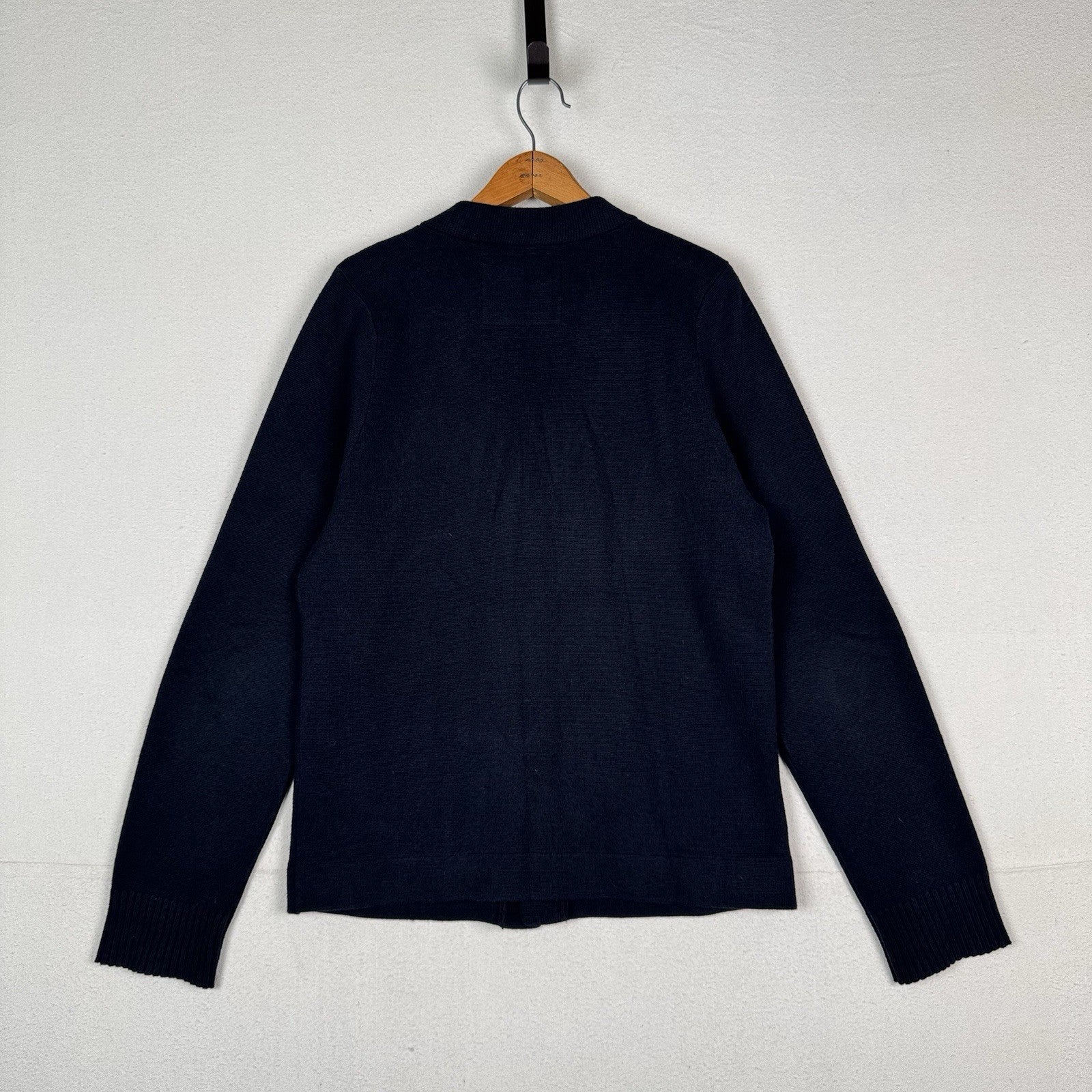 Abercrombie Fitch Men’s XL Wool Knit Navy Blue Cardigan Sweater Moose Logo