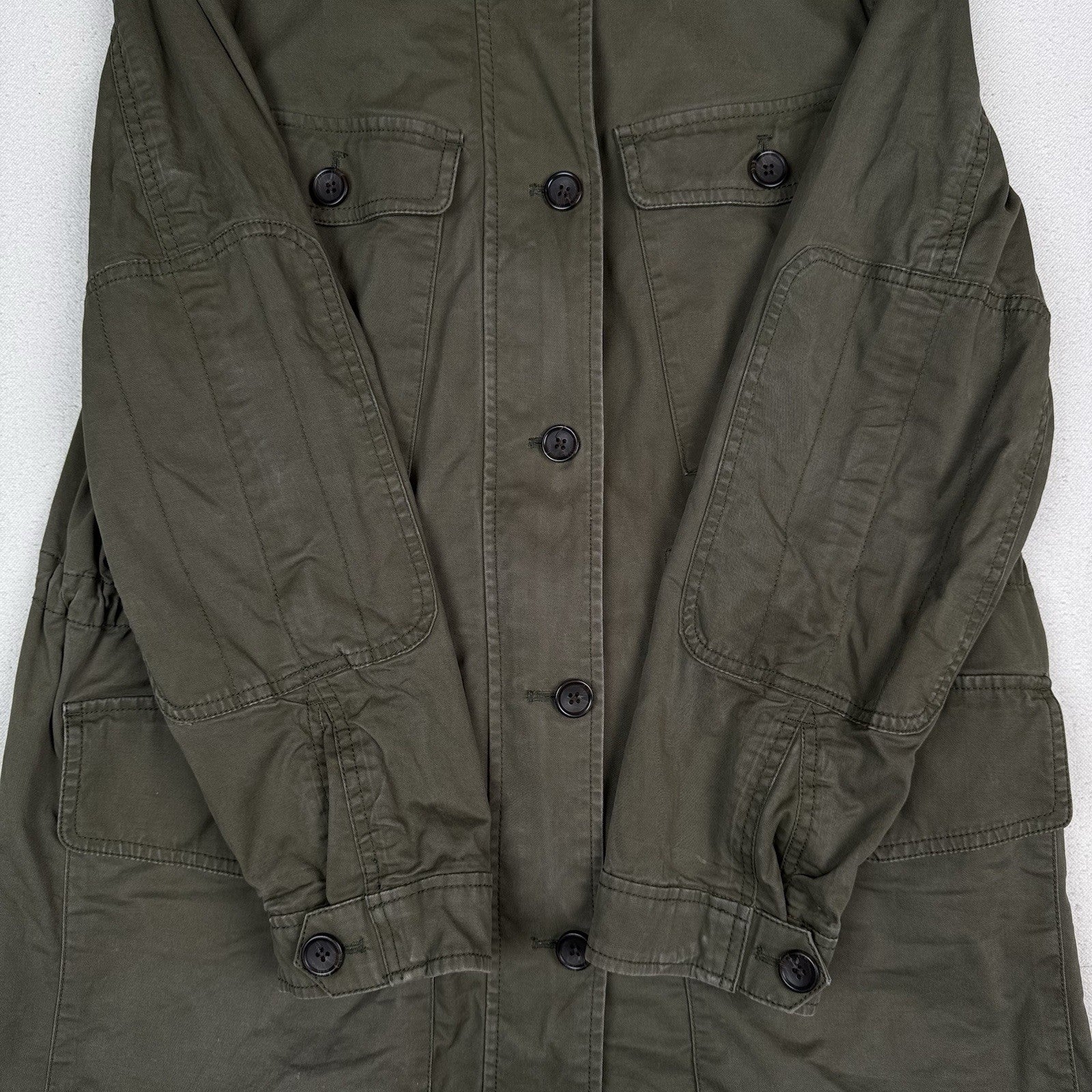 Banana Republic Military Jacket Womens XL 4-Pockets Green Cinch Waist *Read