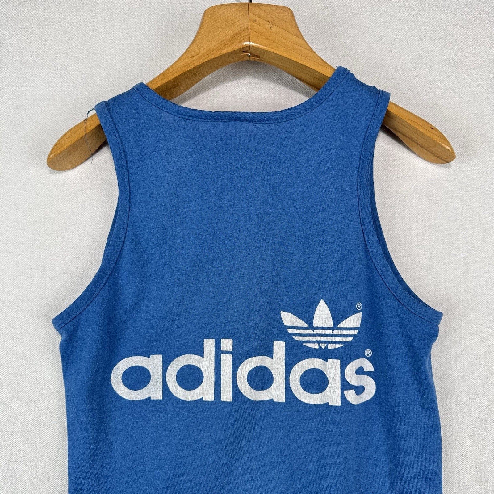 80’s Vintage Adidas Men’s Small (34”) Tank Top Shirt Trefoil Logo Retro Blue