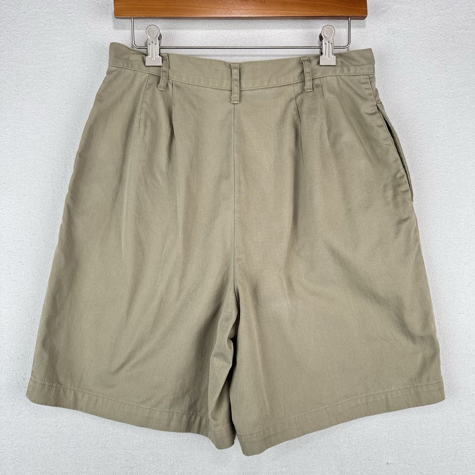80’s Vtg Ralph Lauren Khaki 7” Shorts Women’s 10 Pleated High Waist USA Union