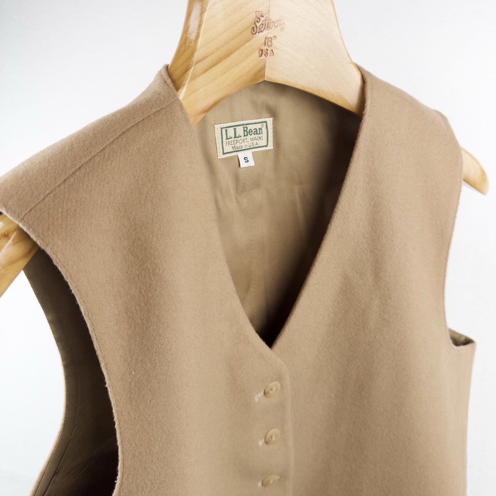 80’s Vtg  LL Bean Wool Cashmere Vest Women’s Small Camel Tan Button Down