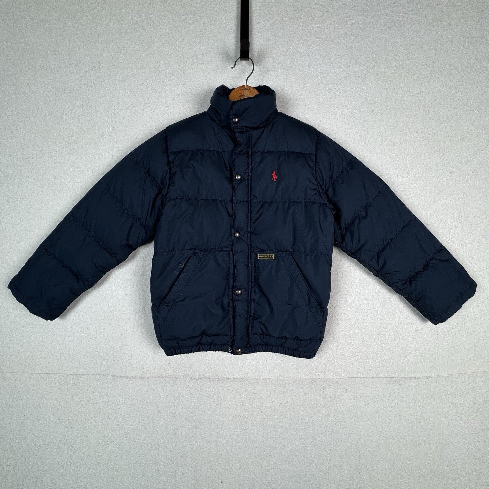 Vintage Polo Ralph Lauren Kid's Navy Blue Down Puffer Jacket Sz M 10-12 *Read