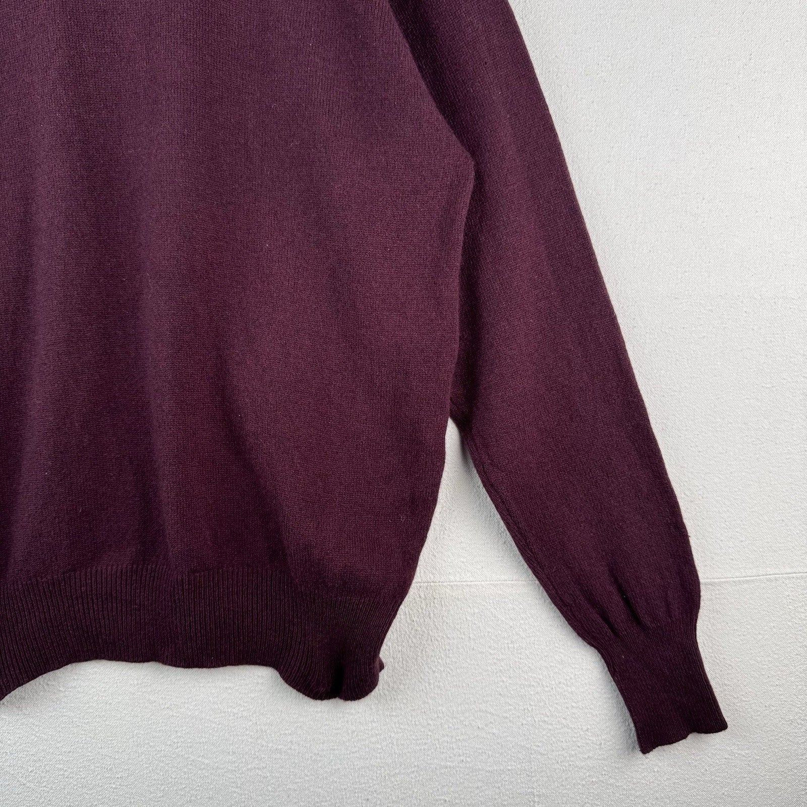 Polo Ralph Lauren 100% Lambswool Long Sleeve Polo Sweater Men's Large Burgundy