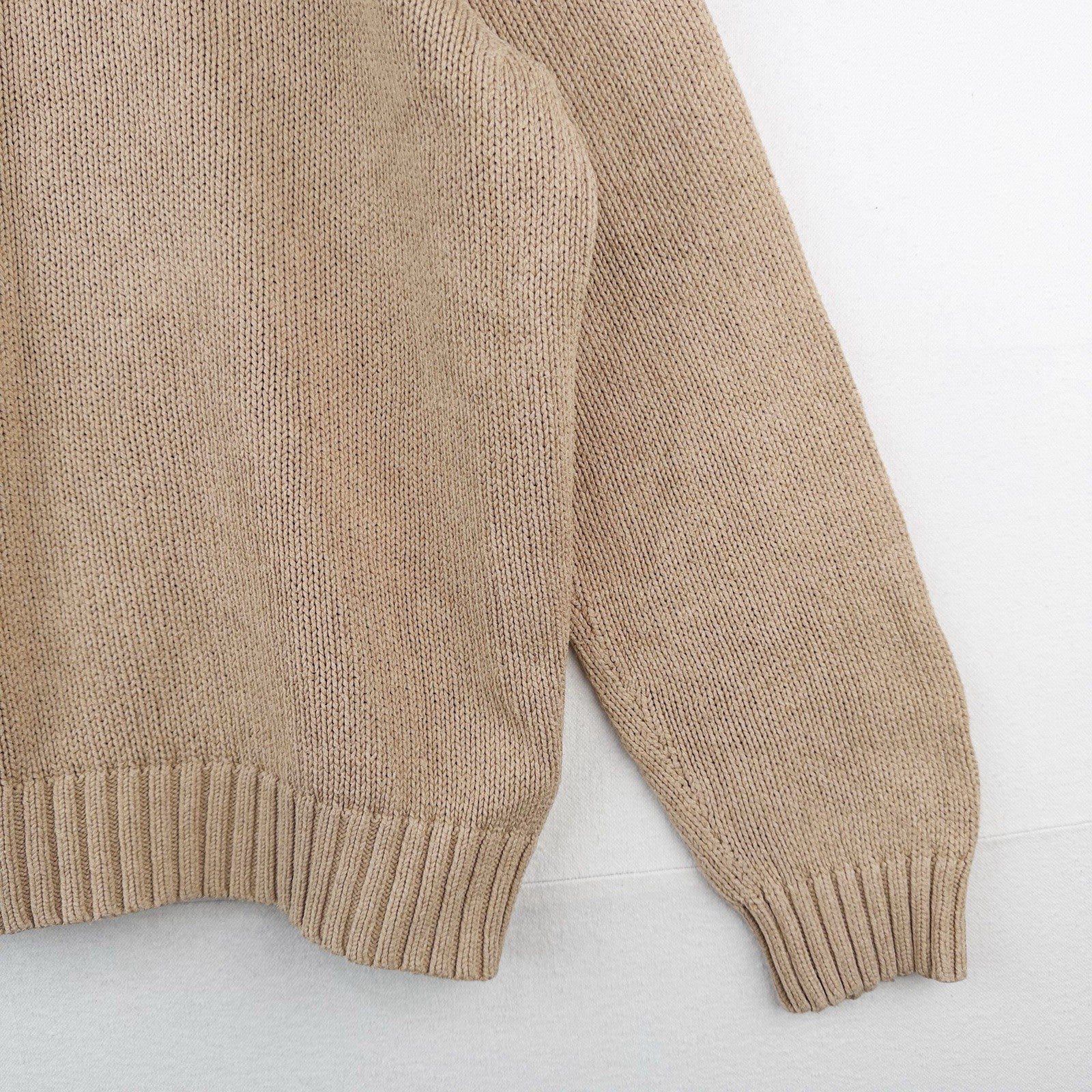90’s Vintage Polo Ralph Lauren Knit Sweater Mens 2XL Camel Brown Cotton Crewneck